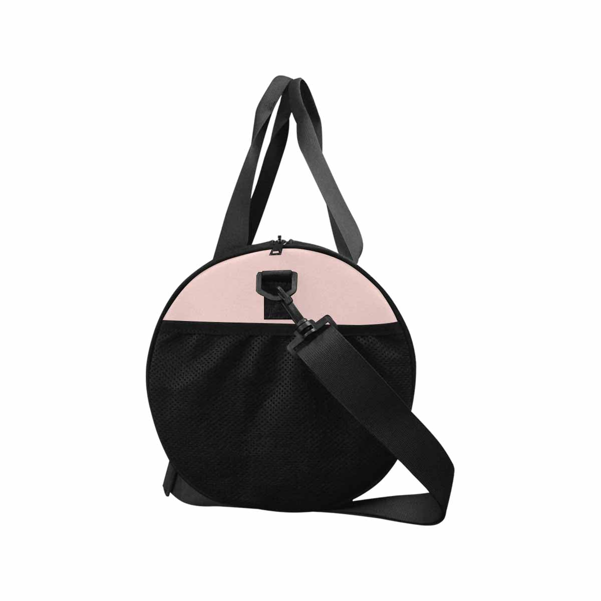 Scallop Seashell Pink Travel Duffel Bag with waterproof fabric and spacious compartments.