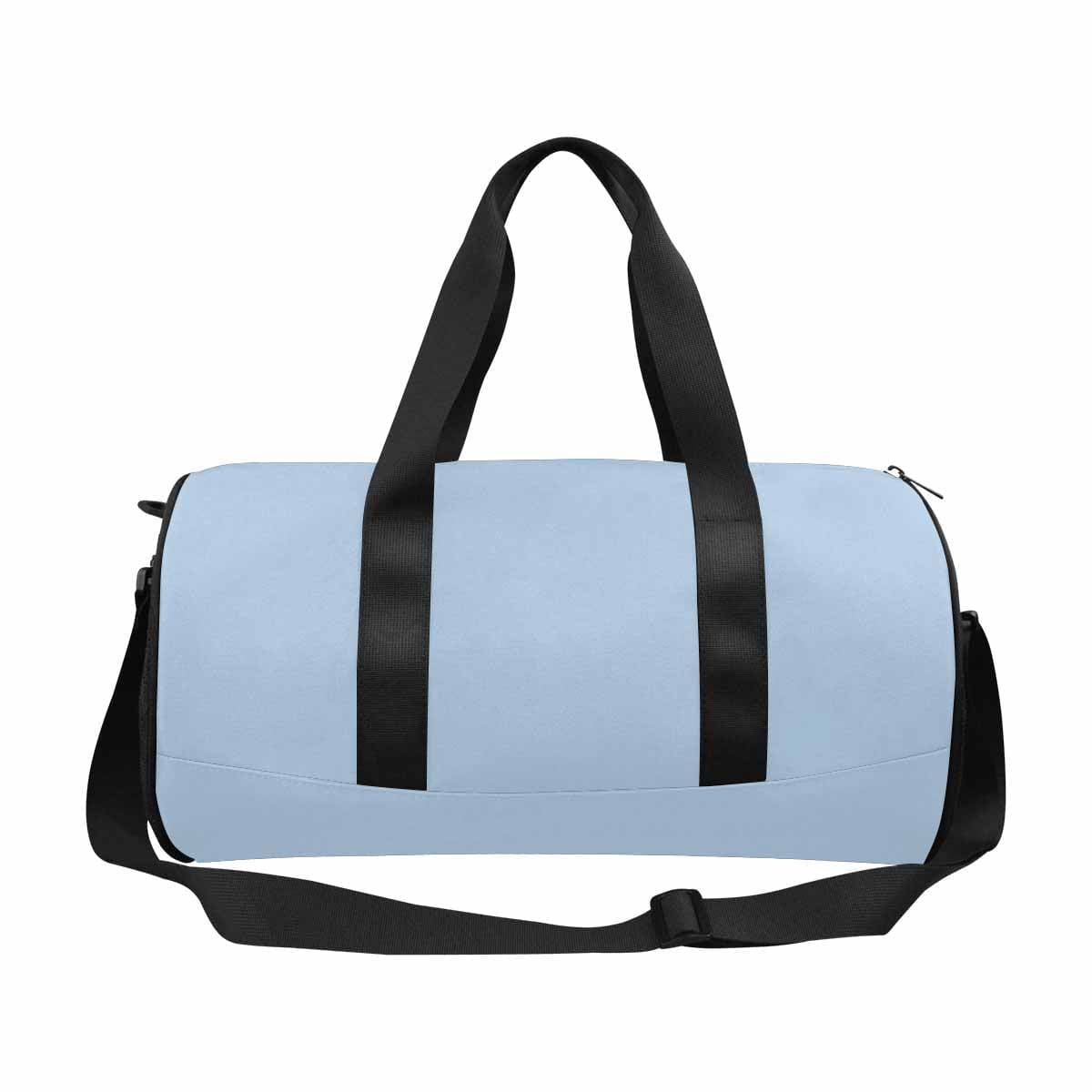 Serenity Blue Travel Duffel Bag with waterproof fabric and spacious design, ideal for travel and outdoor activities.