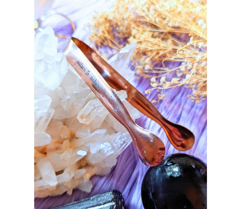 Travel Ritual Kit by Goddess Provisions featuring essential oil, crystal, brass tongs, and glass vial for spiritual practices.