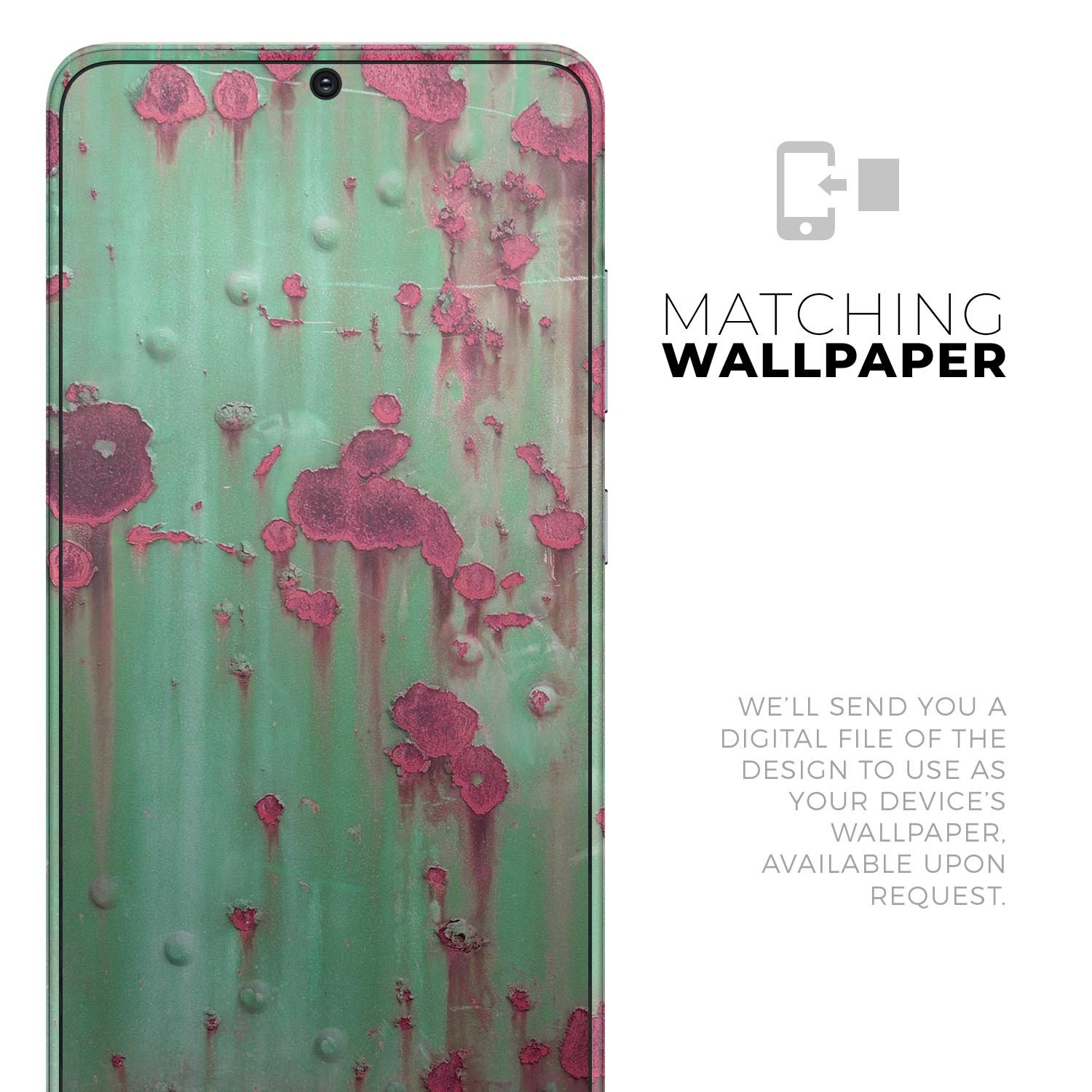 Trendy Green with Pink Rust Skin-Kit for Samsung Galaxy S-Series, showcasing vibrant colors and sleek design.