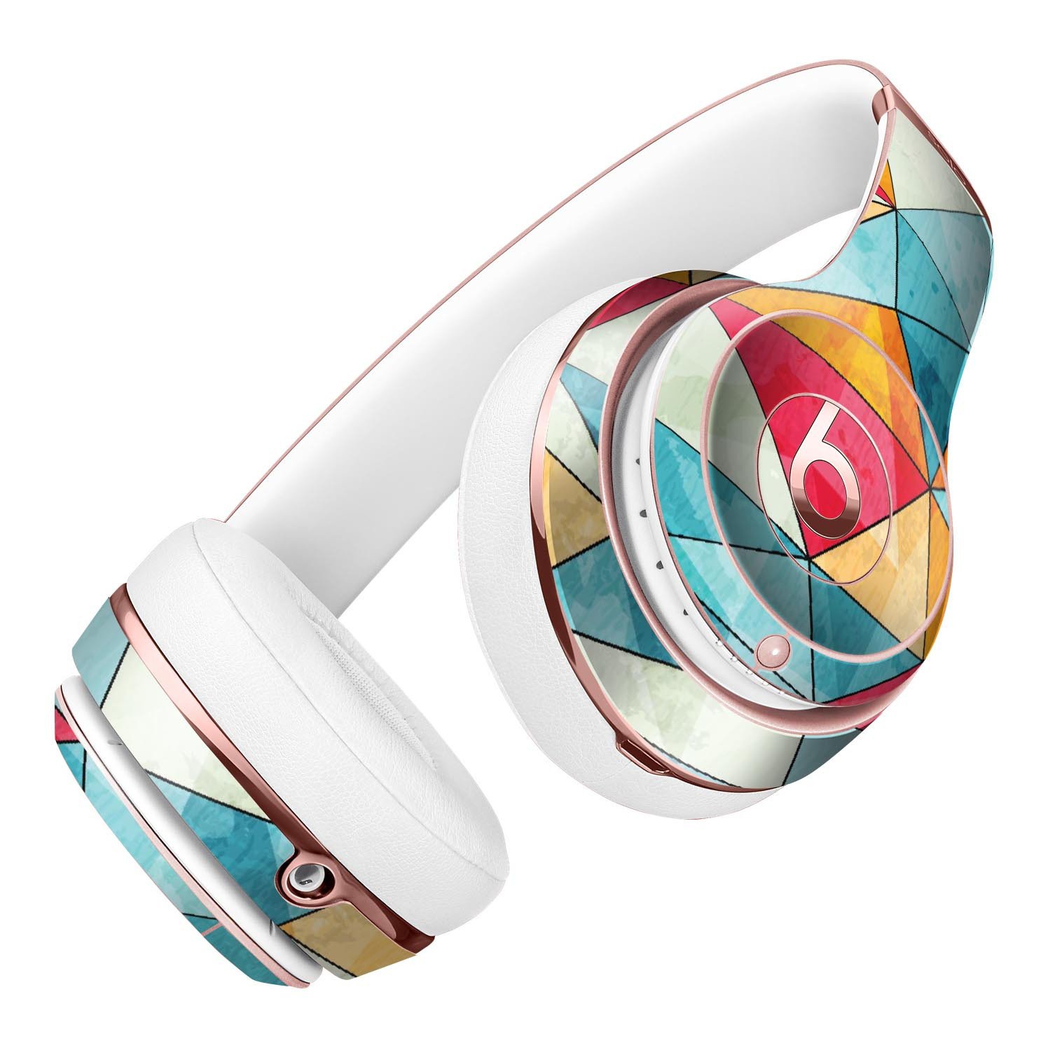 Triangular Geometric Pattern Full-Body Skin Kit for Beats by Dre Solo 3 Wireless Headphones, showcasing vibrant geometric designs.