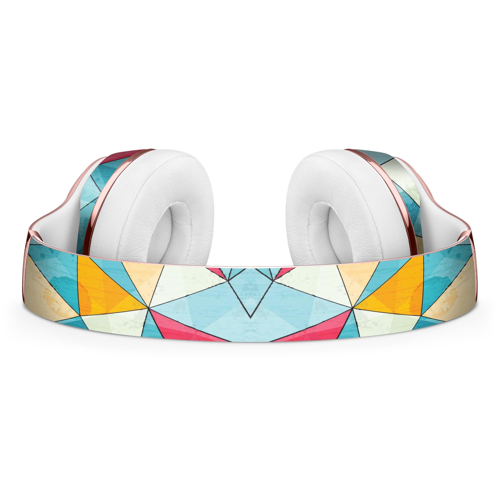 Triangular Geometric Pattern Full-Body Skin Kit for Beats by Dre Solo 3 Wireless Headphones, showcasing vibrant geometric designs.