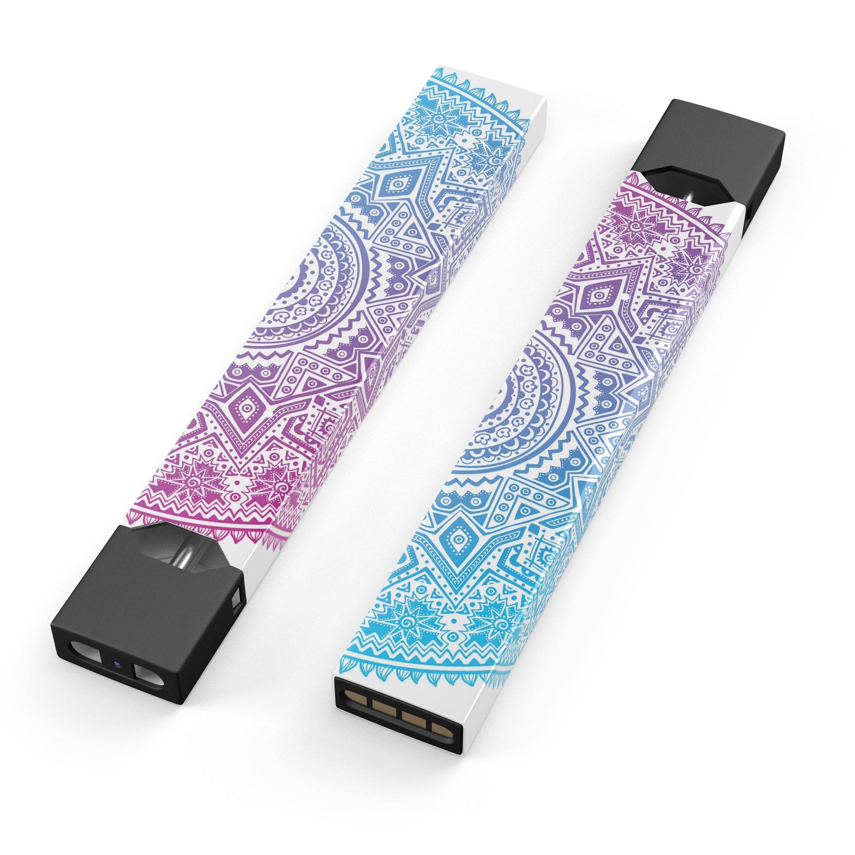 Tribal Ethnic Mandala v5 skin-wrap sticker designed for JUUL vaping device, showcasing vibrant mandala patterns.