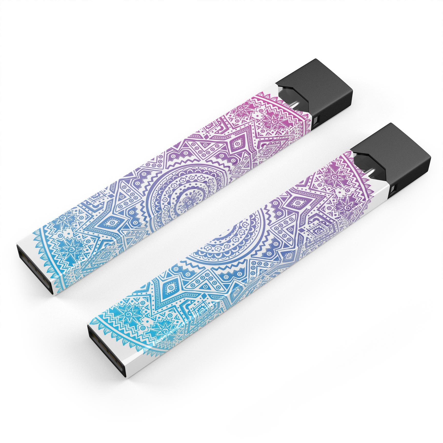 Tribal Ethnic Mandala v5 skin-wrap sticker designed for JUUL vaping device, showcasing vibrant mandala patterns.