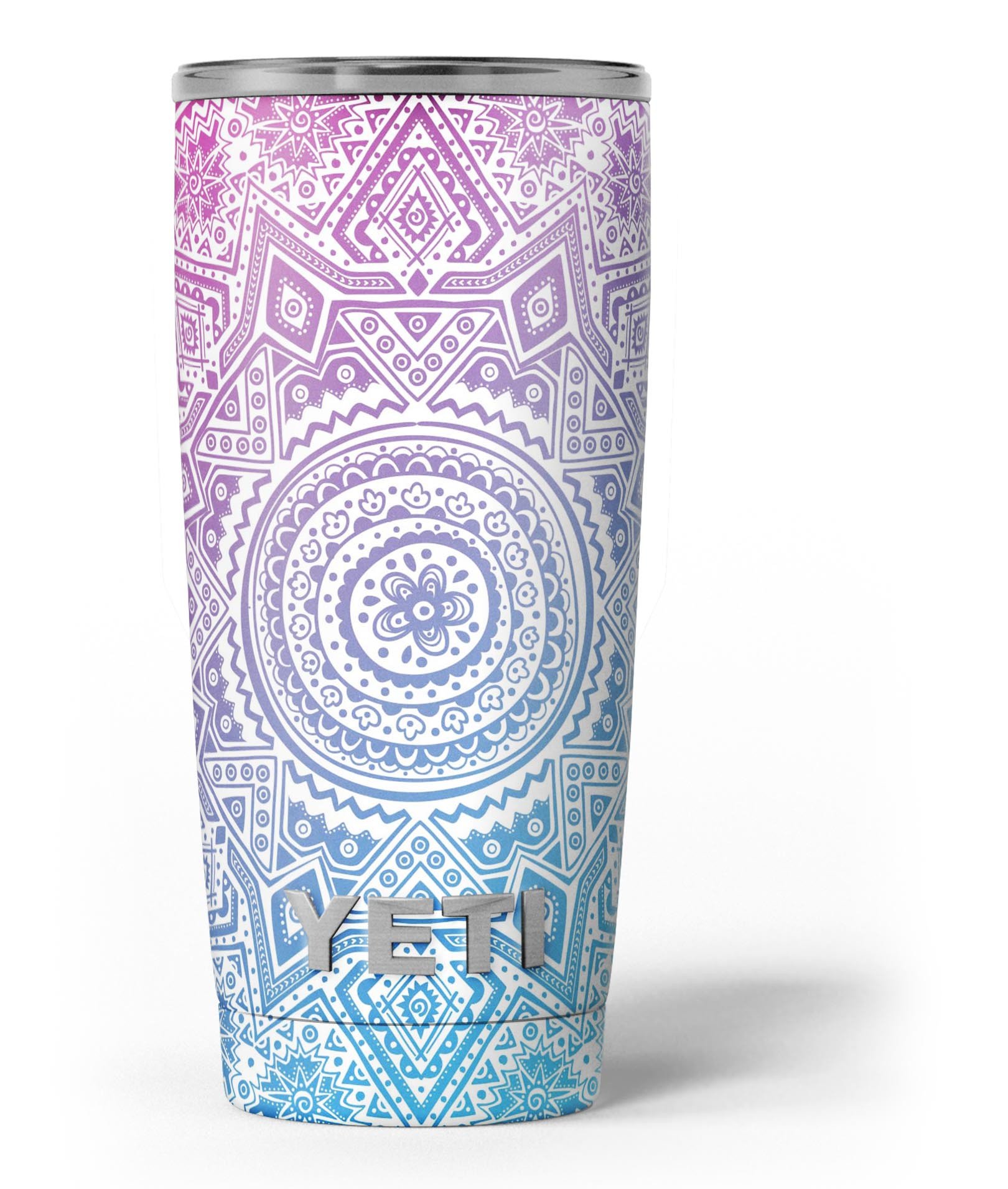 Tribal Ethnic Mandala v5 skin decal vinyl wrap kit for Yeti Cooler, showcasing vibrant colors and intricate mandala design.