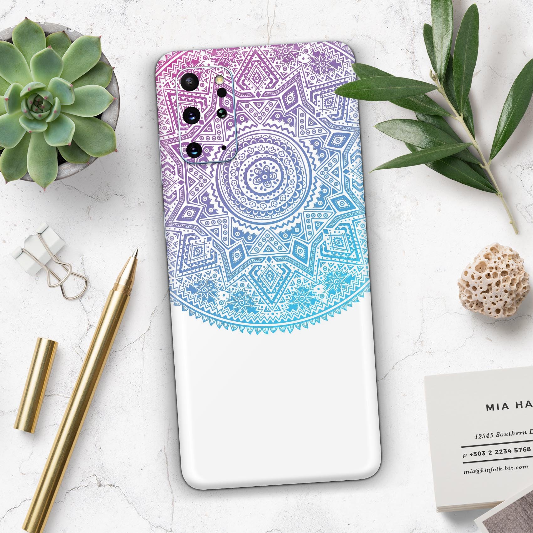 Tribal Ethnic Mandala v5 Skin-Kit for Samsung Galaxy S-Series, showcasing intricate design and vibrant colors.