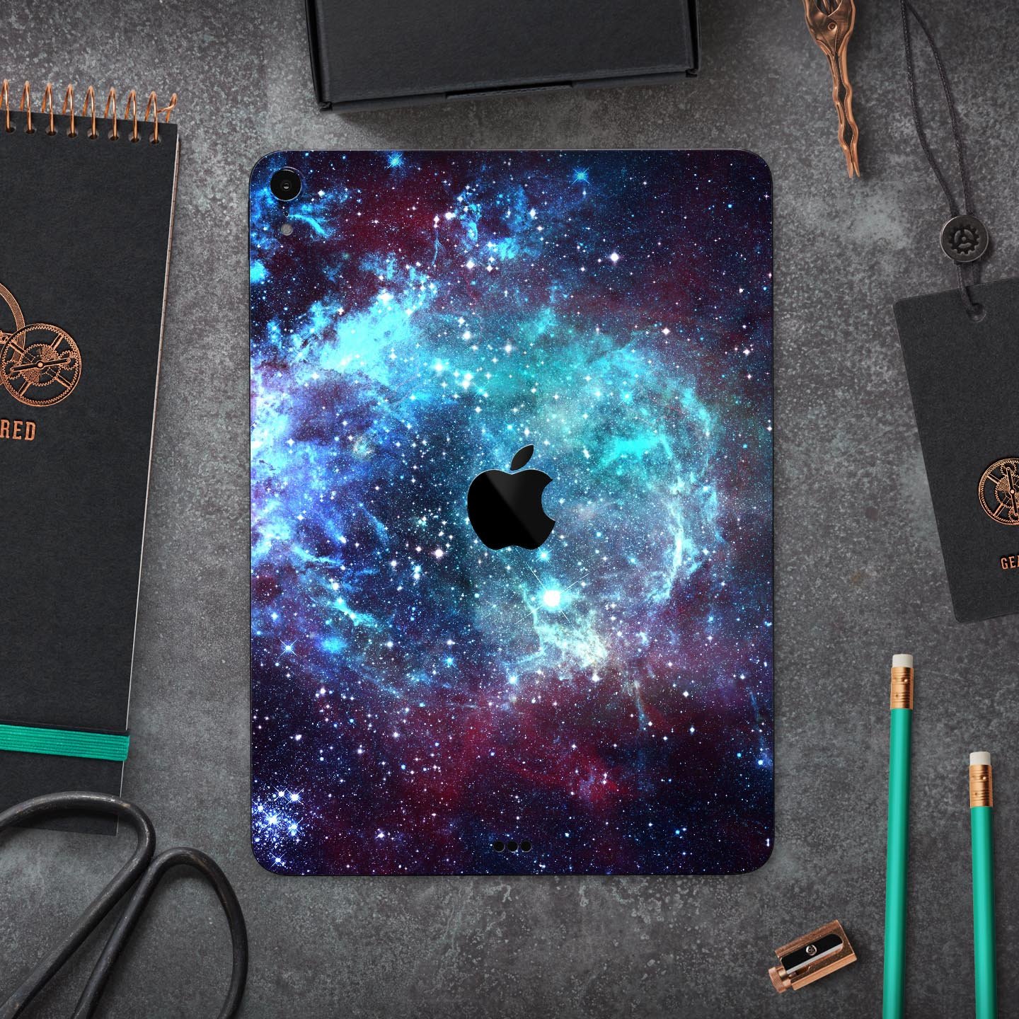 Trippy Space full body skin decal for Apple iPad Pro, showcasing vibrant colors and intricate design.