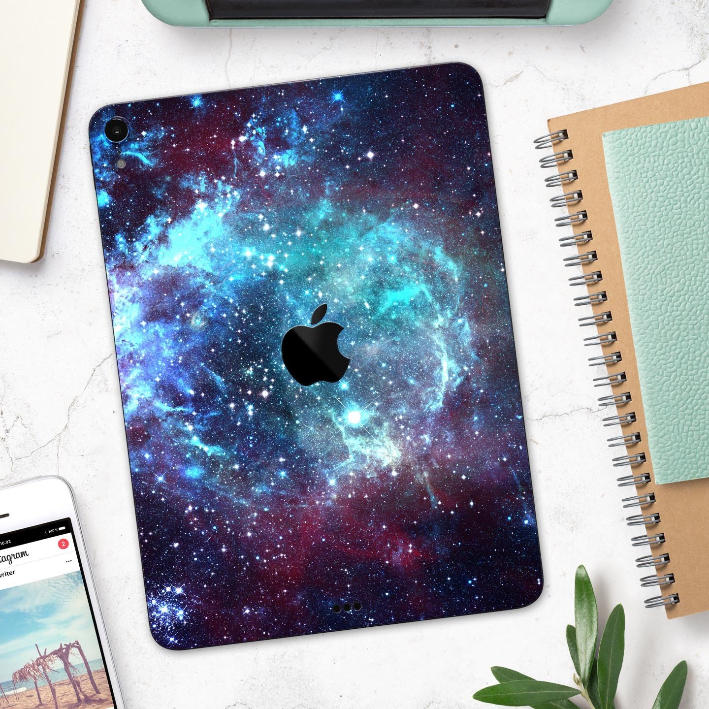 Trippy Space full body skin decal for Apple iPad Pro, showcasing vibrant colors and intricate design.