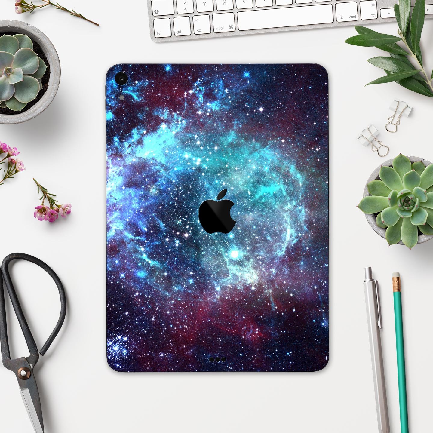 Trippy Space full body skin decal for Apple iPad Pro, showcasing vibrant colors and intricate design.