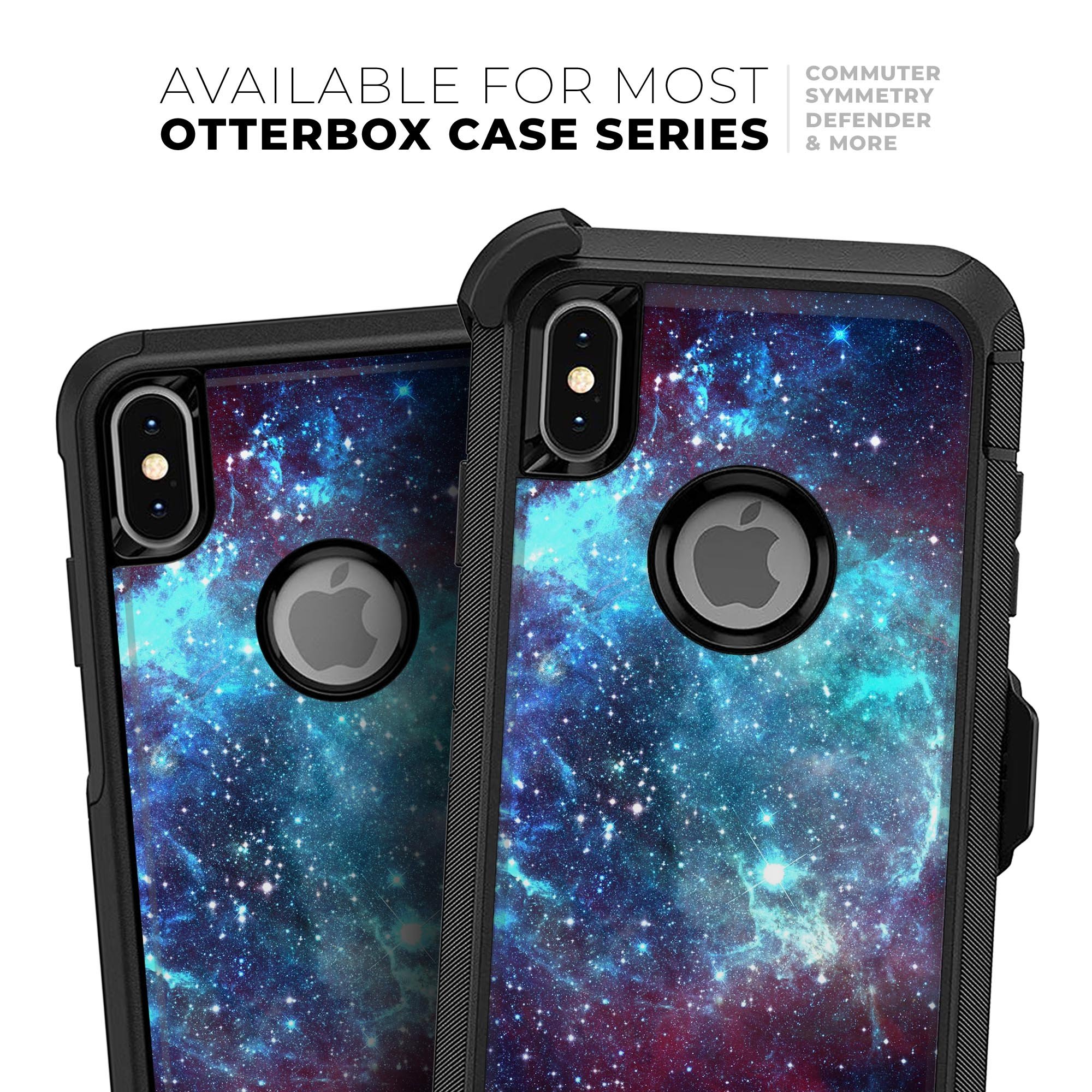 Trippy Space Skin Kit designed for iPhone OtterBox Cases featuring vibrant colors and intricate designs.