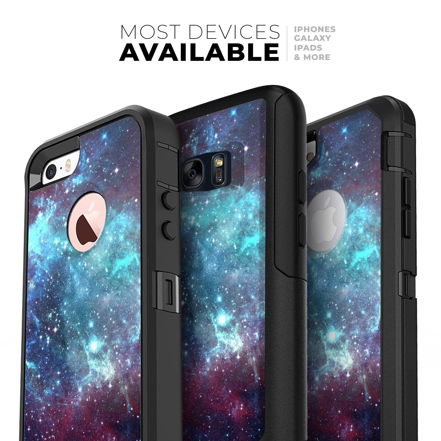 Trippy Space Skin Kit designed for iPhone OtterBox Cases featuring vibrant colors and intricate designs.