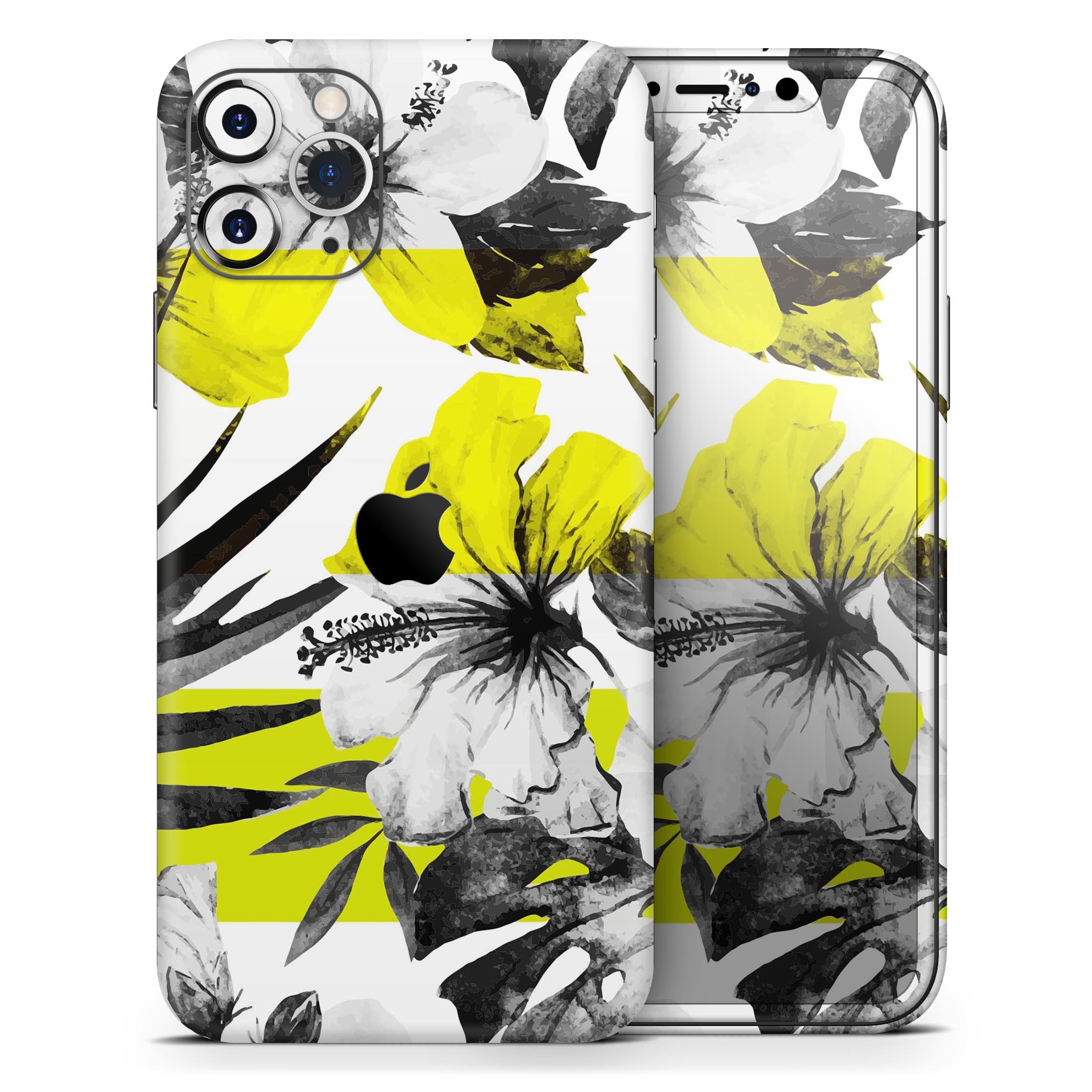 Tropical BW Sun Floral Skin-Kit for Apple iPhone, showcasing vibrant floral design on a sleek vinyl surface.