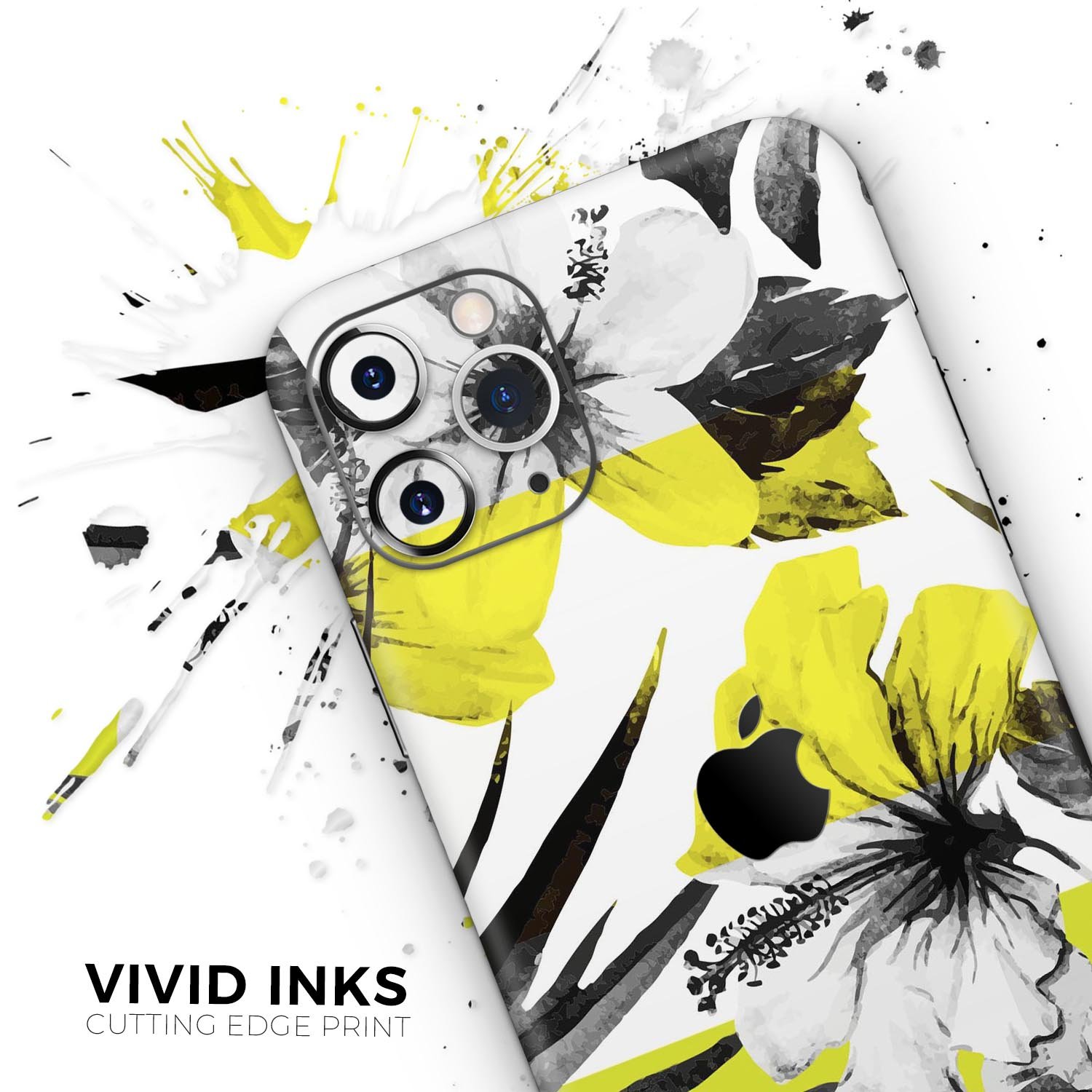 Tropical BW Sun Floral Skin-Kit for Apple iPhone, showcasing vibrant floral design on a sleek vinyl surface.