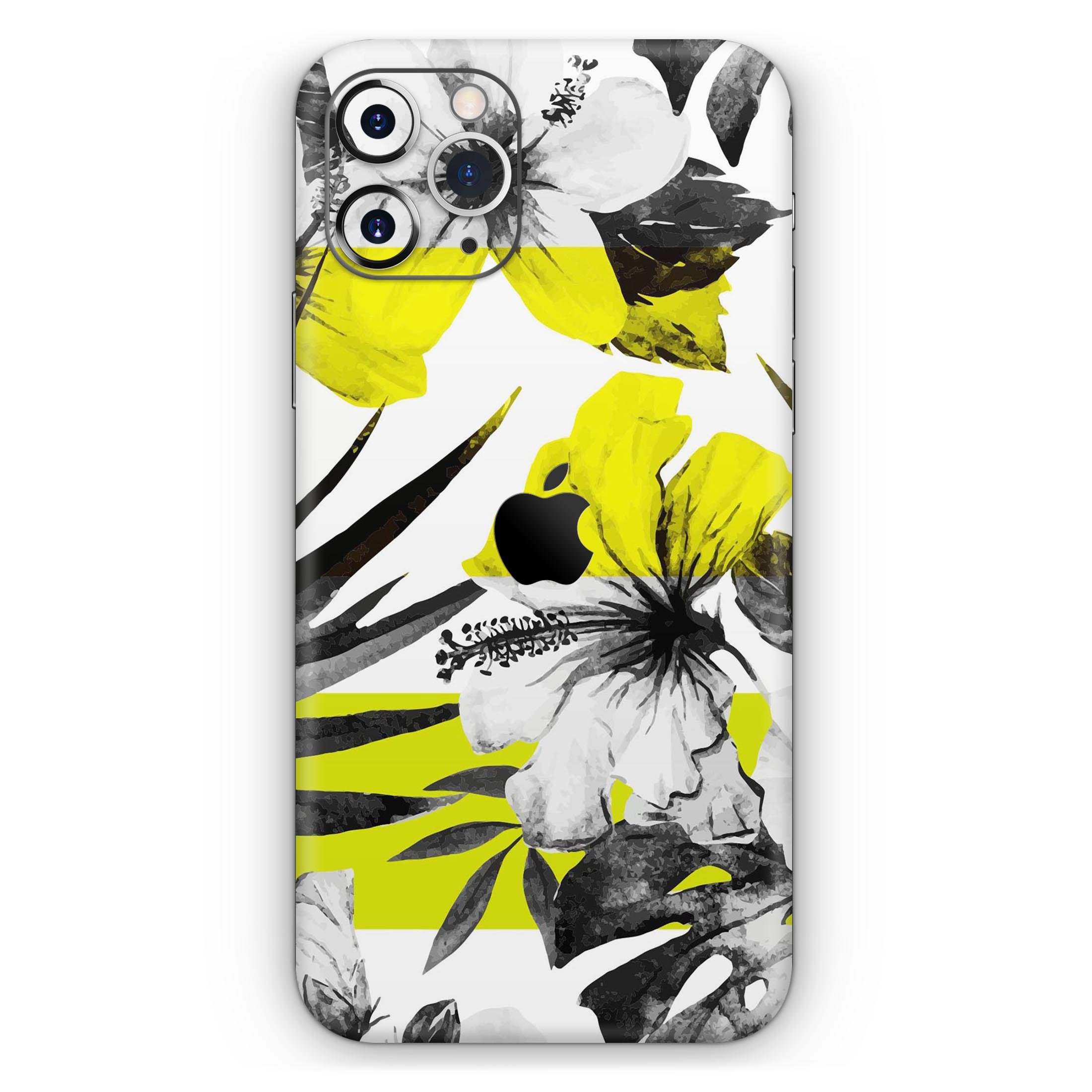 Tropical BW Sun Floral Skin-Kit for Apple iPhone, showcasing vibrant floral design on a sleek vinyl surface.