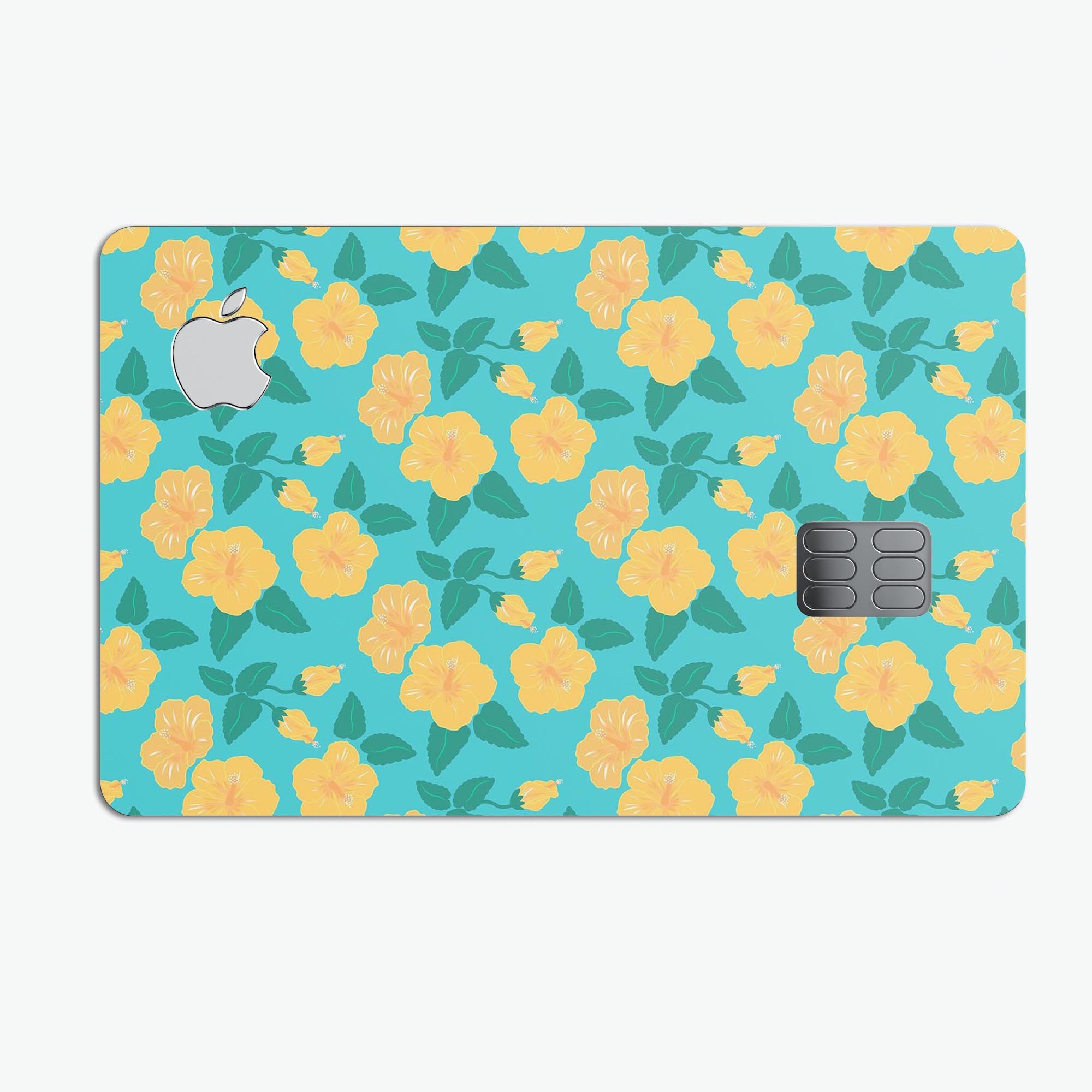 Tropical Floral v1 decal skin for Apple Card, showcasing vibrant floral design and premium vinyl material.