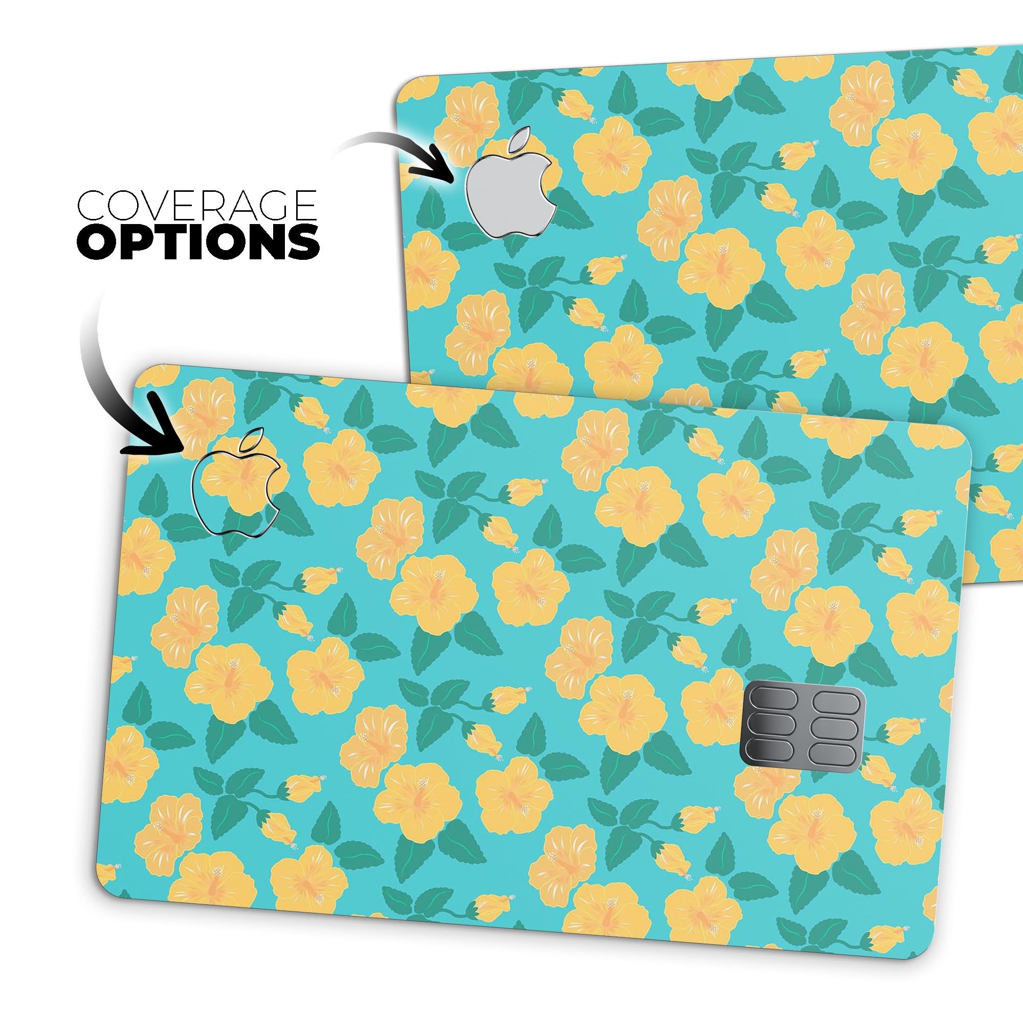 Tropical Floral v1 decal skin for Apple Card, showcasing vibrant floral design and premium vinyl material.