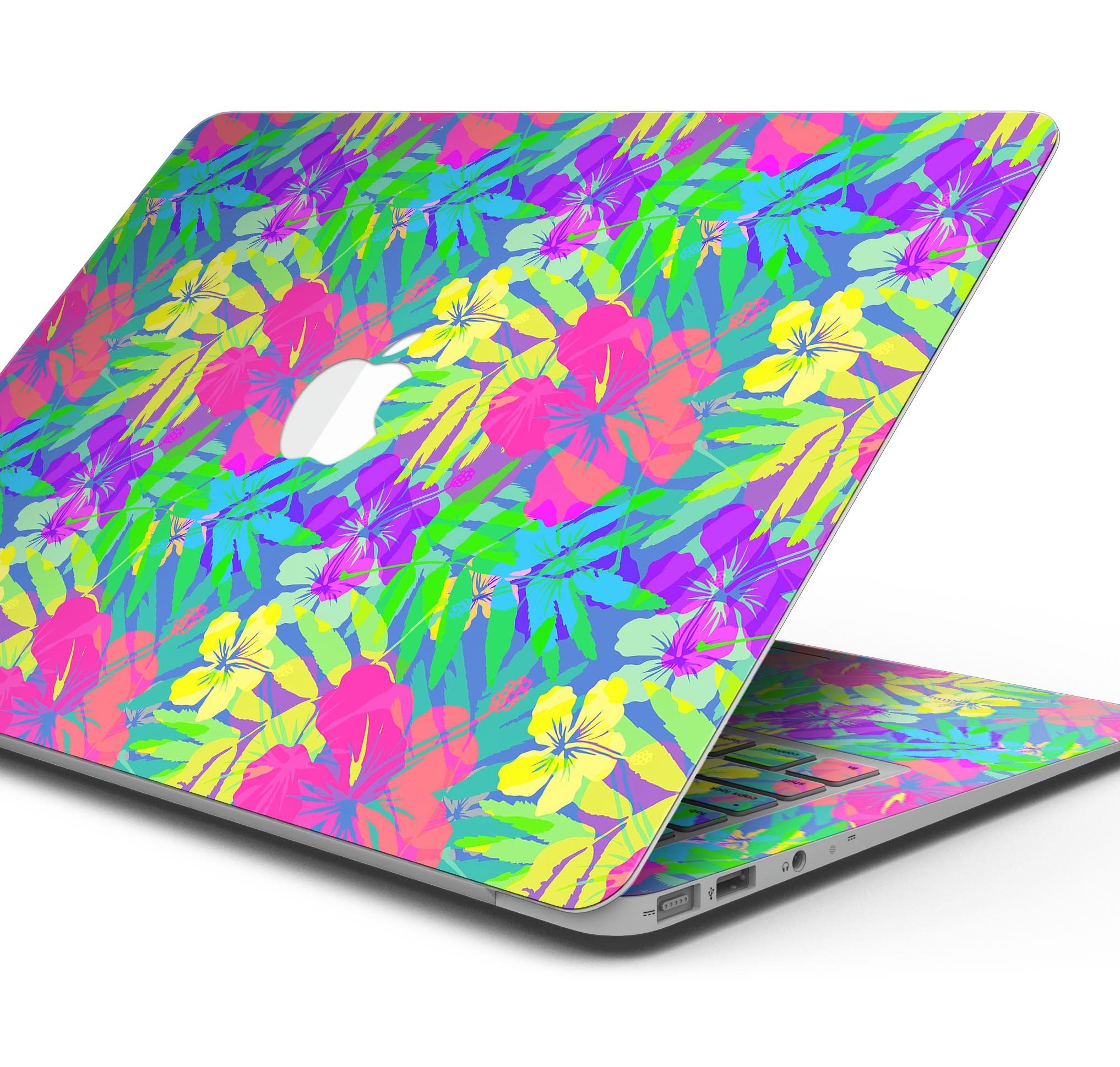 Tropical Fluorescent v1 skin decal wrap kit for Apple MacBook, showcasing vibrant colors and a sleek design.