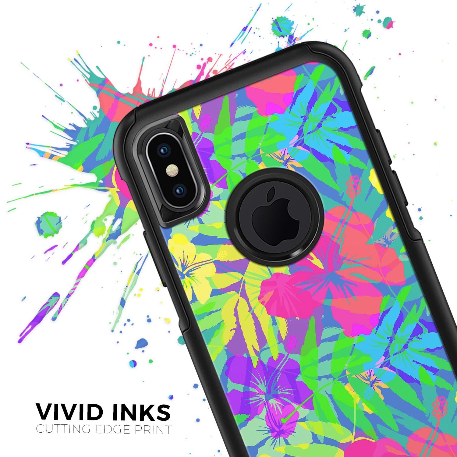 Tropical Fluorescent v1 Skin Kit for iPhone OtterBox Cases featuring vibrant tropical design and dual-layer construction.