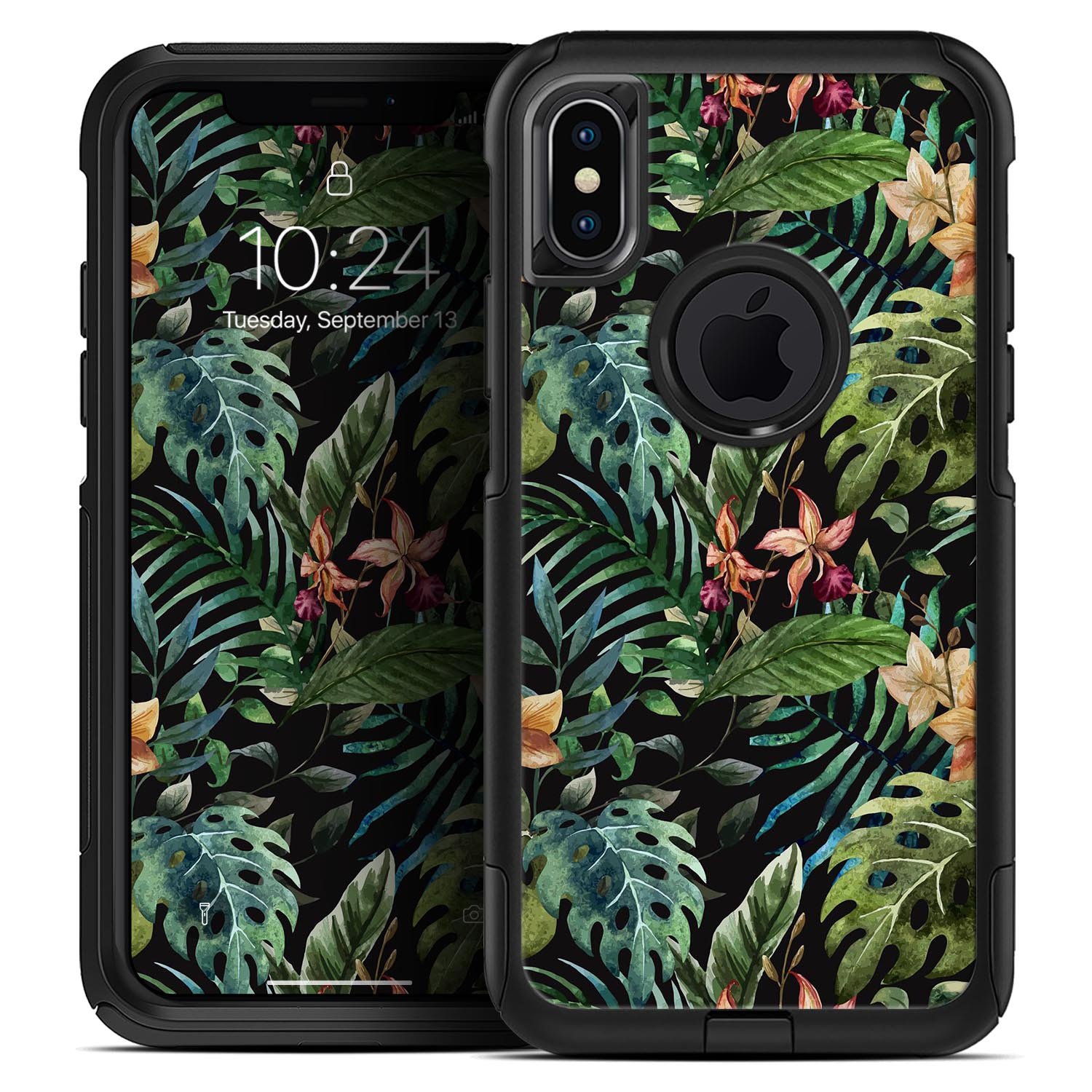 Tropical Forest v1 Skin Kit for iPhone OtterBox Cases featuring vibrant tropical graphics and dual-layer protection.