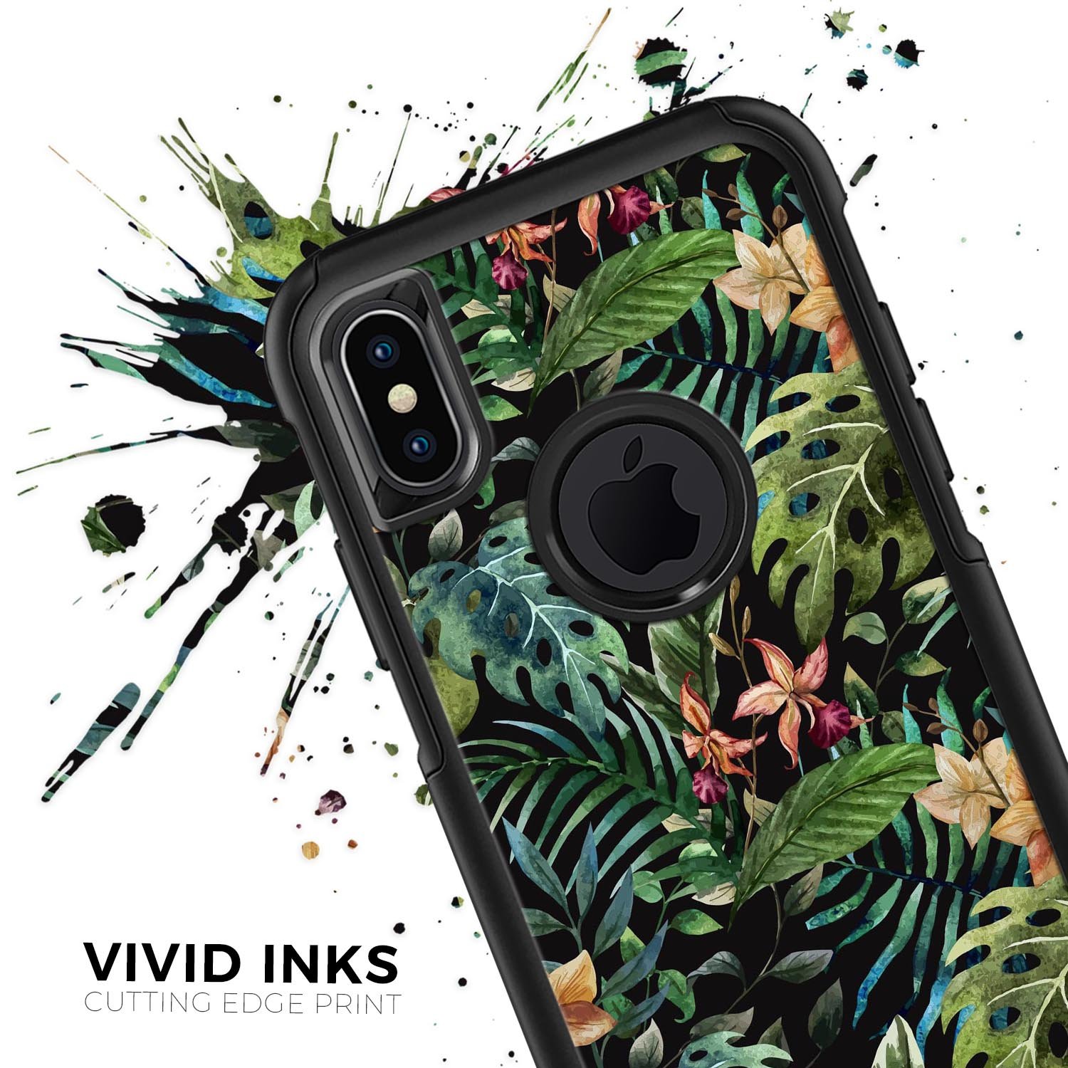 Tropical Forest v1 Skin Kit for iPhone OtterBox Cases featuring vibrant tropical graphics and dual-layer protection.