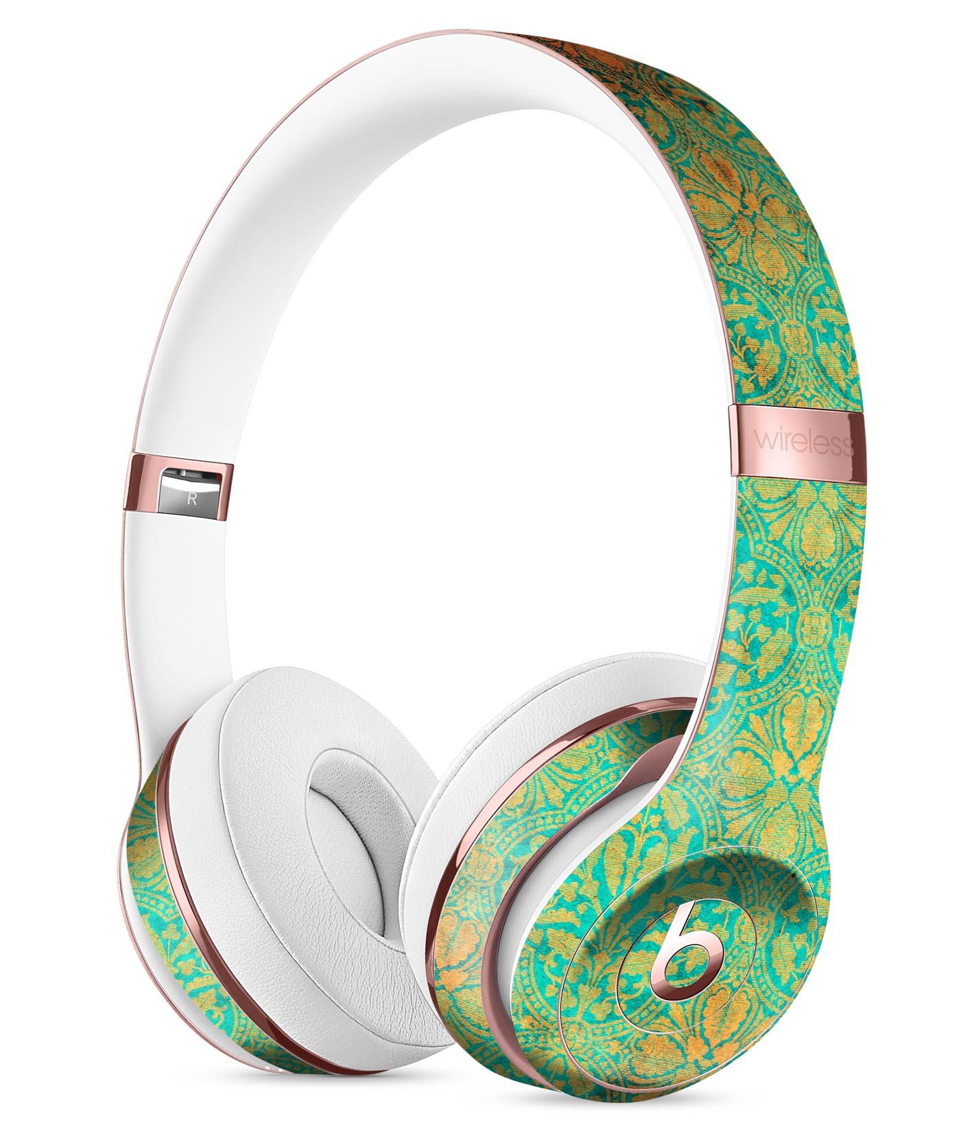 Tropical Grunge Floral Pattern Skin Kit for Beats by Dre Solo 3 Wireless Headphones, showcasing vibrant floral design and premium vinyl material.