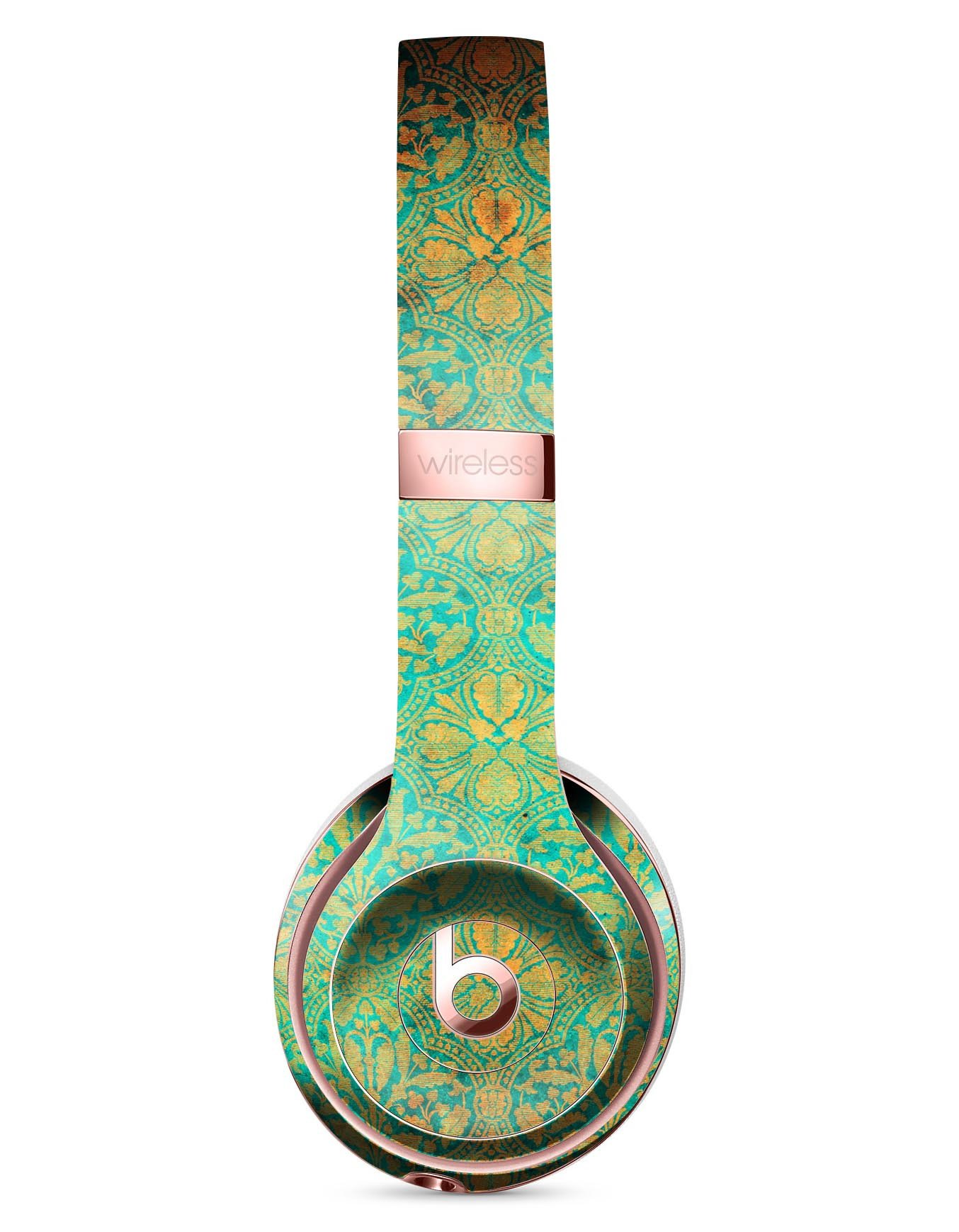 Tropical Grunge Floral Pattern Skin Kit for Beats by Dre Solo 3 Wireless Headphones, showcasing vibrant floral design and premium vinyl material.