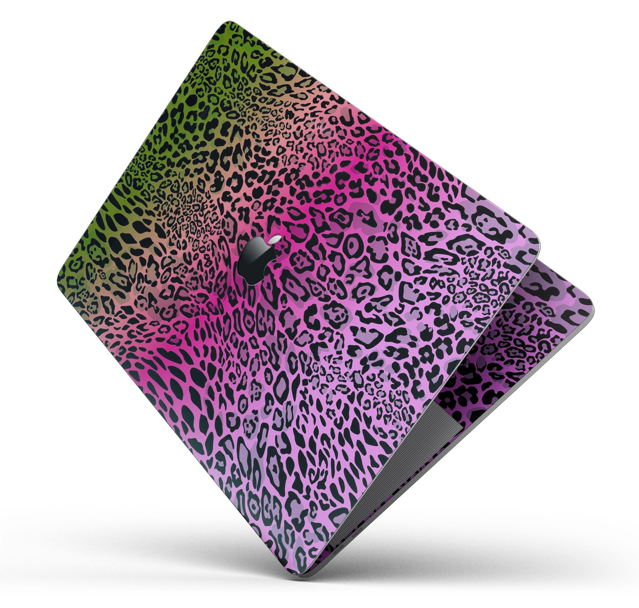 Tropical Neon Animal Print skin decal wrap kit for MacBook, showcasing vibrant colors and patterns designed for protection and style.