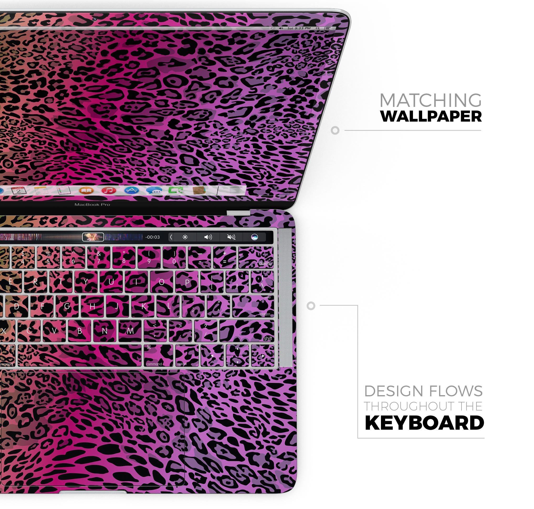 Tropical Neon Animal Print skin decal wrap kit for MacBook, showcasing vibrant colors and patterns designed for protection and style.