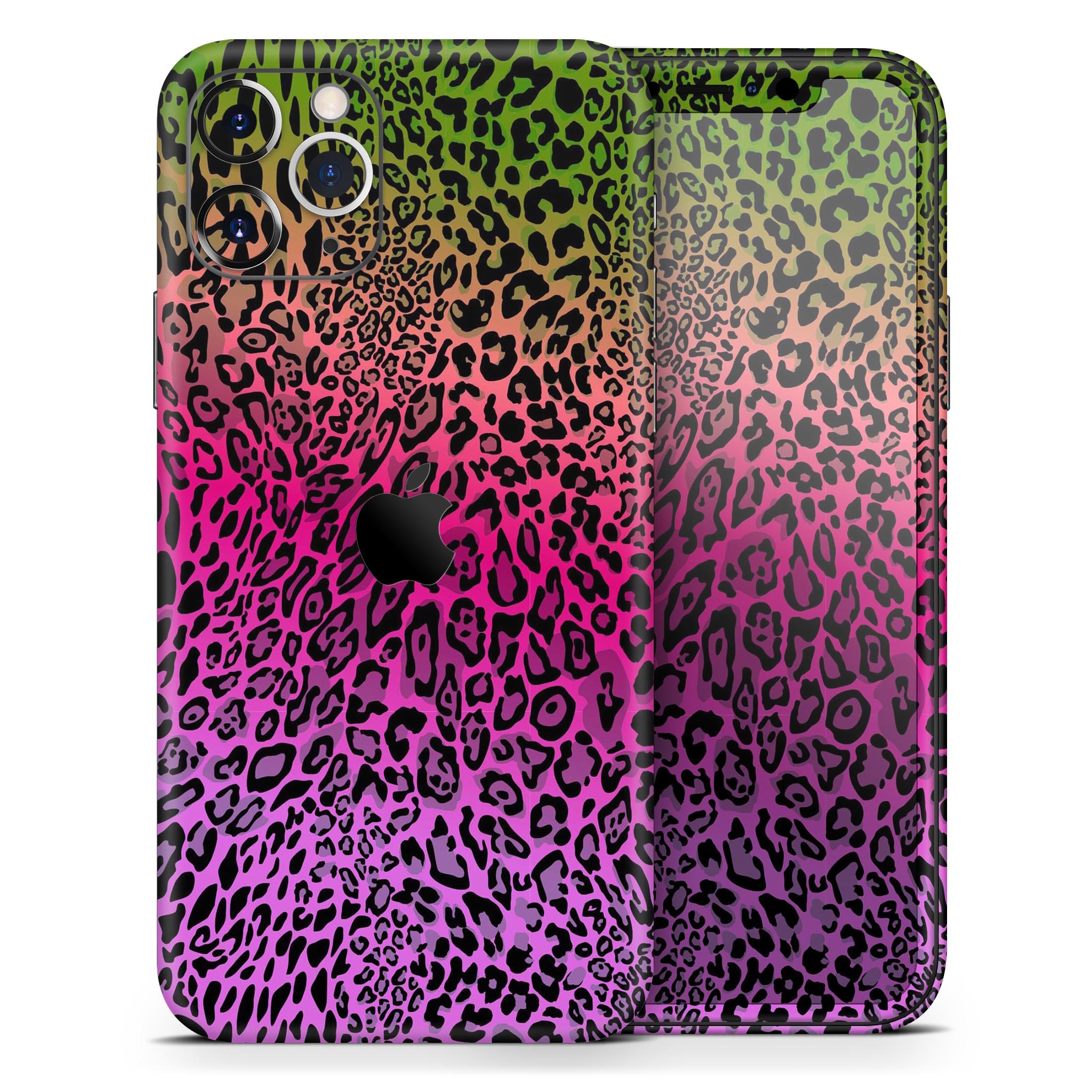 Tropical Neon Animal Print Skin-Kit for Apple iPhone, showcasing vibrant colors and unique design.