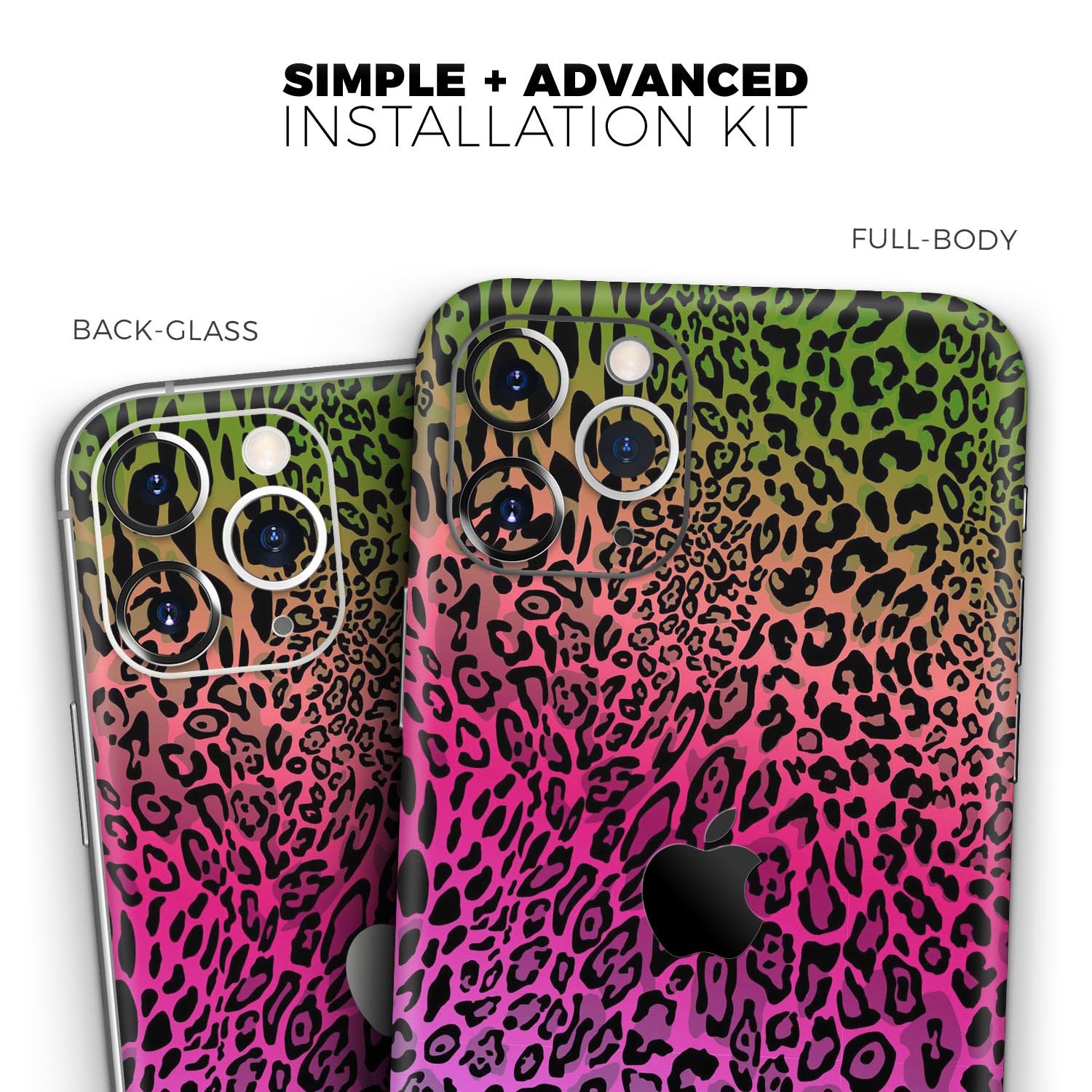 Tropical Neon Animal Print Skin-Kit for Apple iPhone, showcasing vibrant colors and unique design.