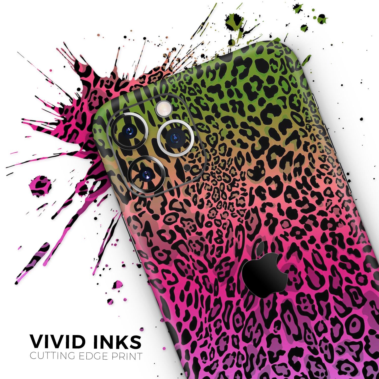 Tropical Neon Animal Print Skin-Kit for Apple iPhone, showcasing vibrant colors and unique design.