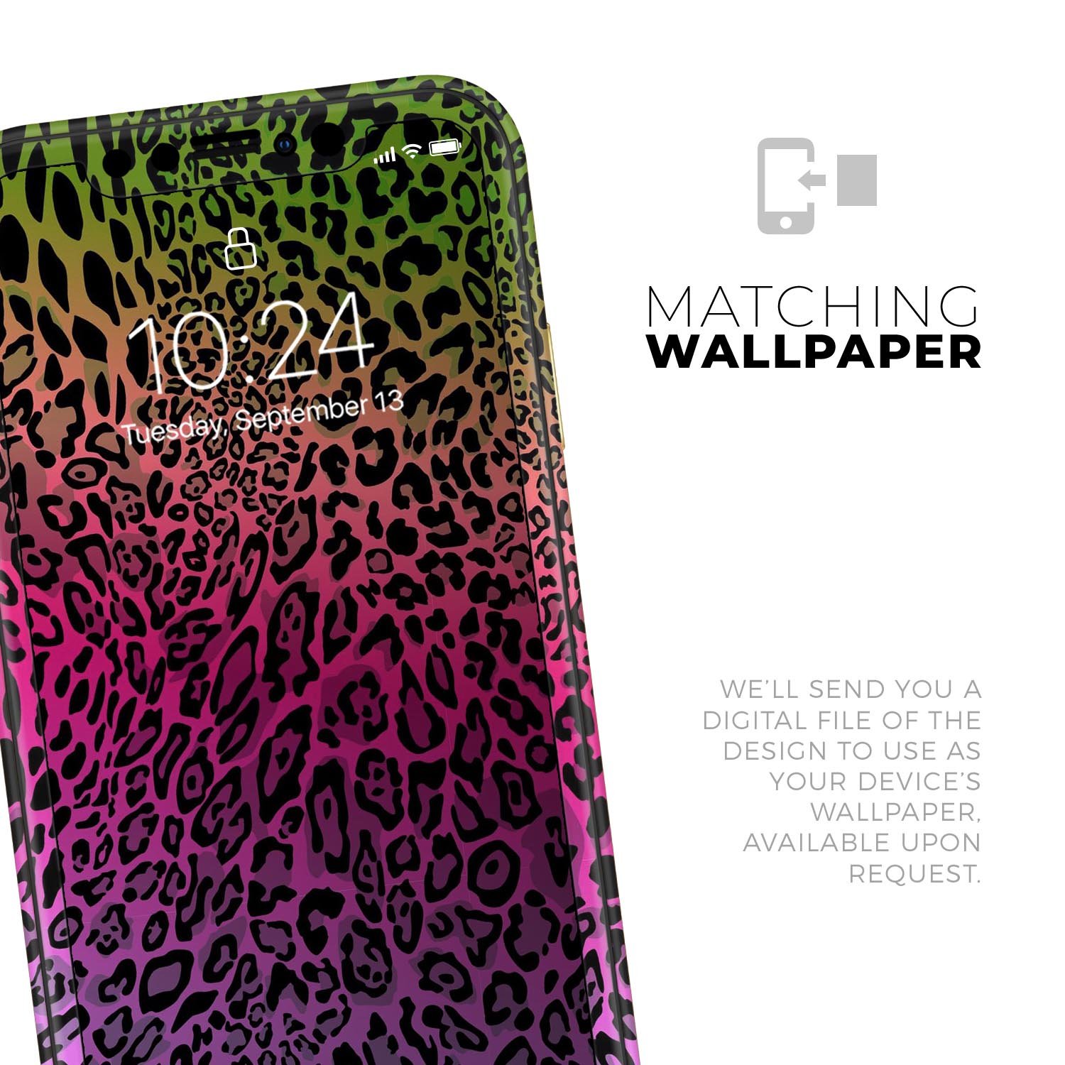 Tropical Neon Animal Print Skin-Kit for Apple iPhone, showcasing vibrant colors and unique design.