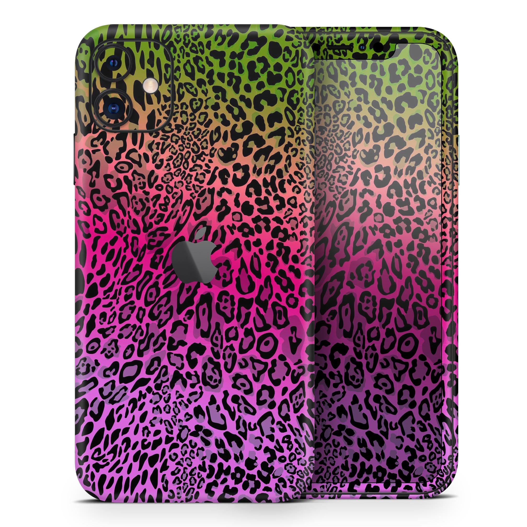 Tropical Neon Animal Print Skin-Kit for Apple iPhone, showcasing vibrant colors and unique design.