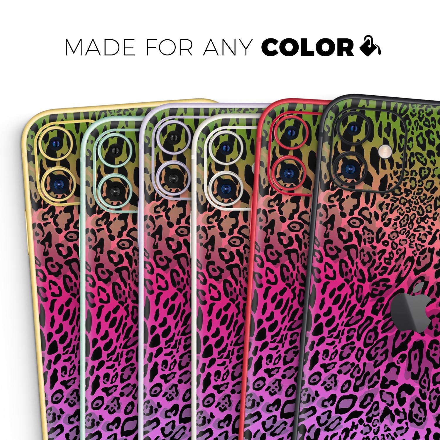 Tropical Neon Animal Print Skin-Kit for Apple iPhone, showcasing vibrant colors and unique design.