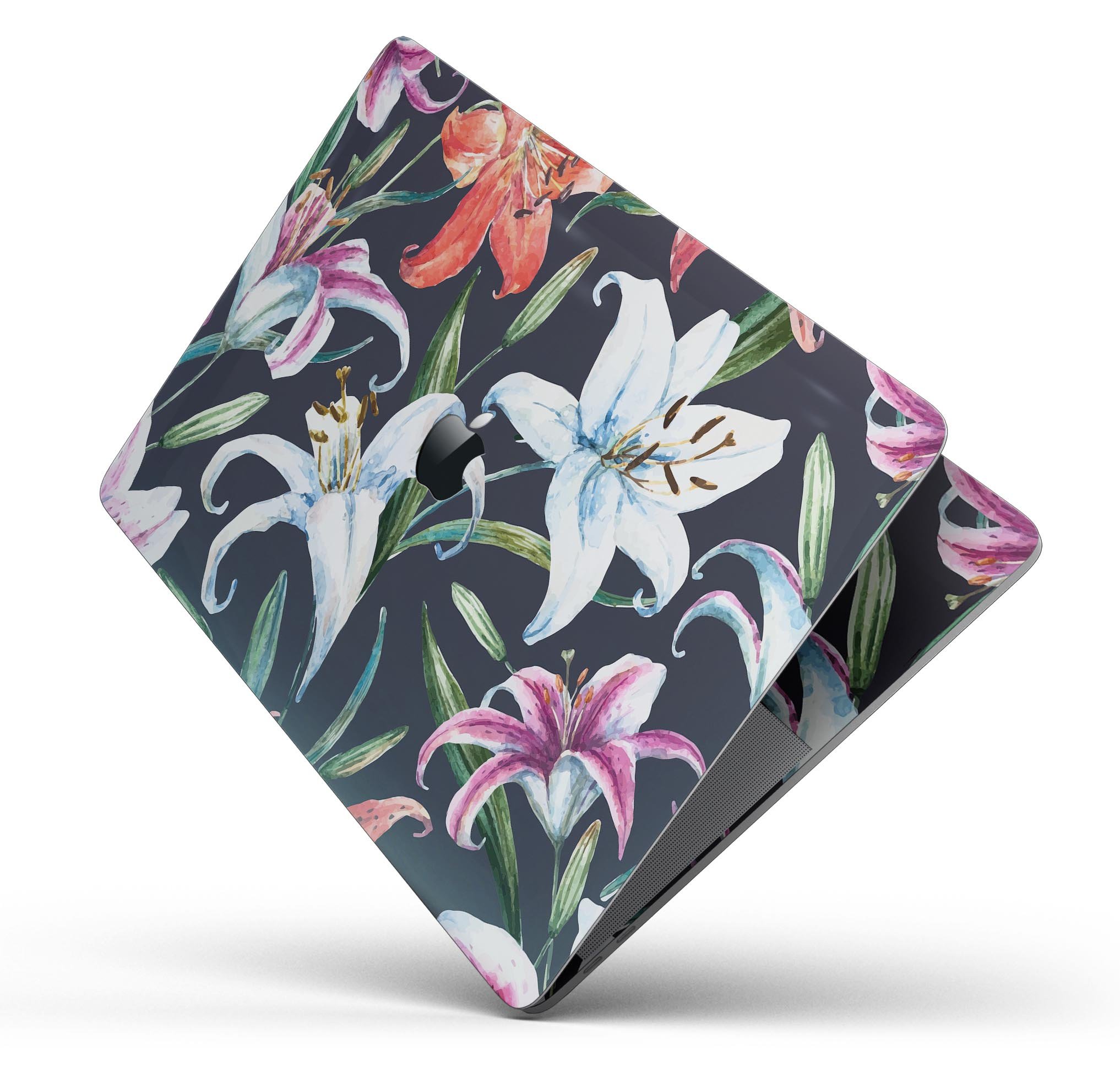 Tropical Summer Floral v3 Skin Decal Wrap Kit for MacBook, showcasing vibrant floral design and premium vinyl material.