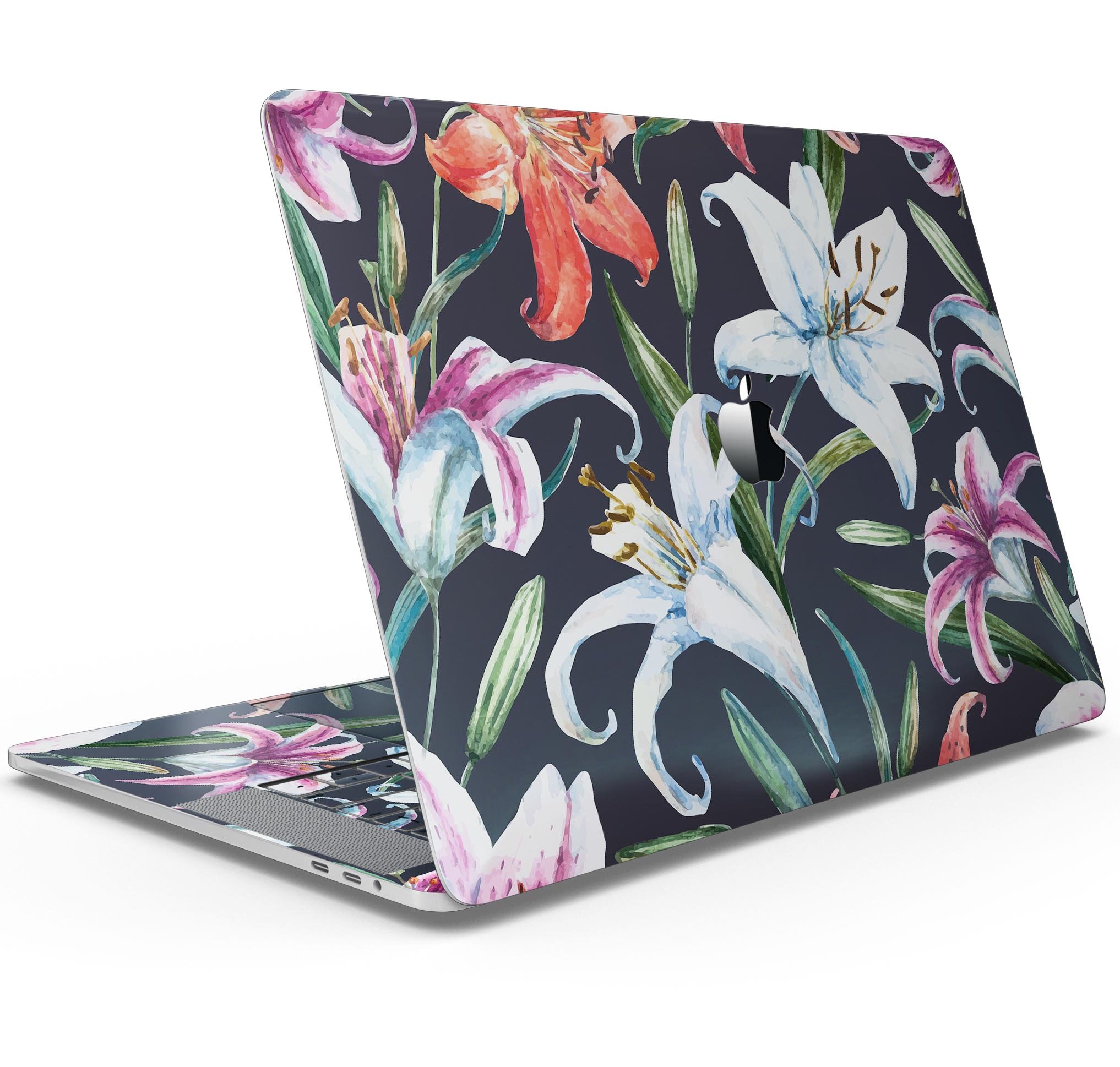 Tropical Summer Floral v3 Skin Decal Wrap Kit for MacBook, showcasing vibrant floral design and premium vinyl material.