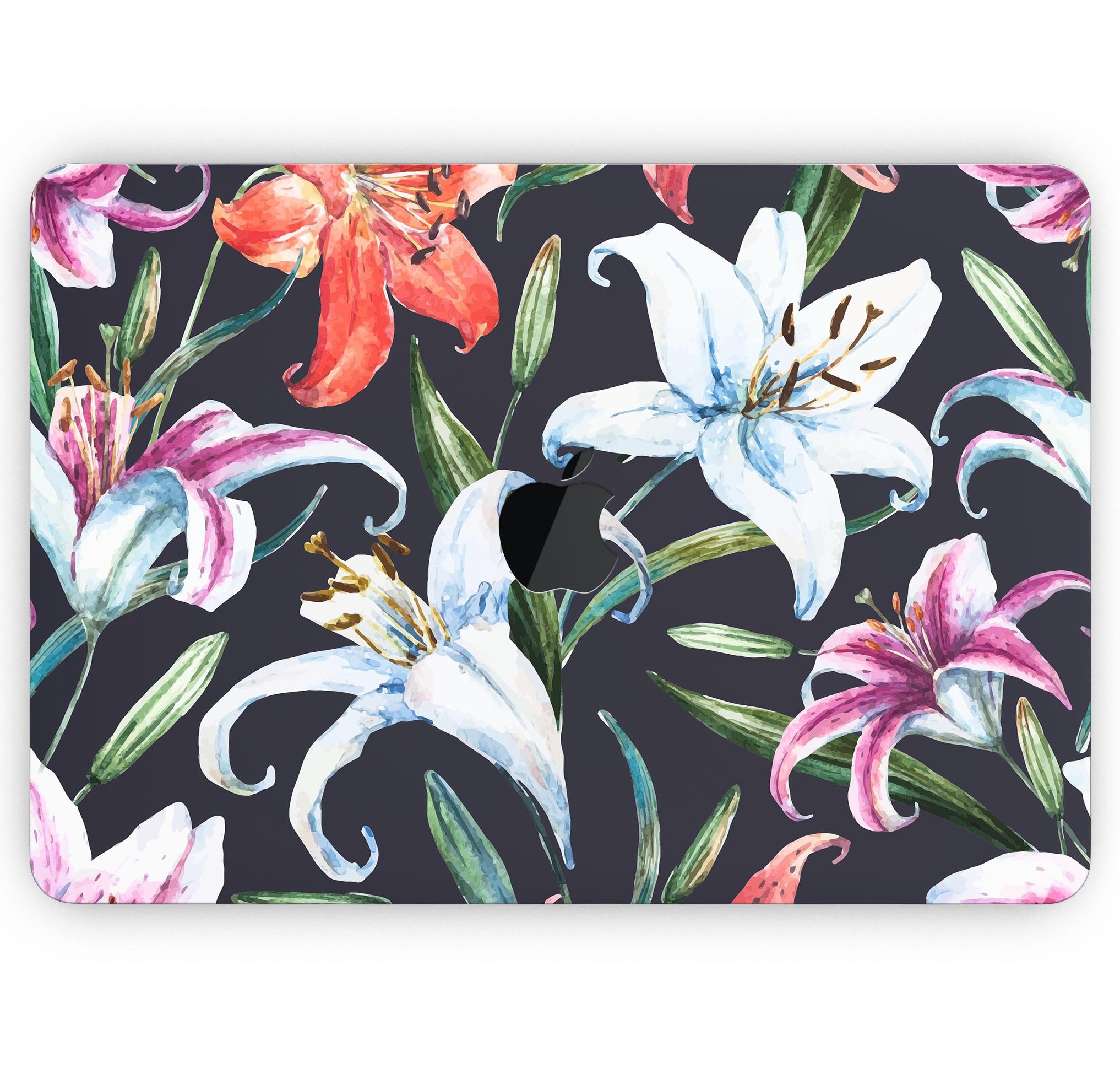 Tropical Summer Floral v3 Skin Decal Wrap Kit for MacBook, showcasing vibrant floral design and premium vinyl material.