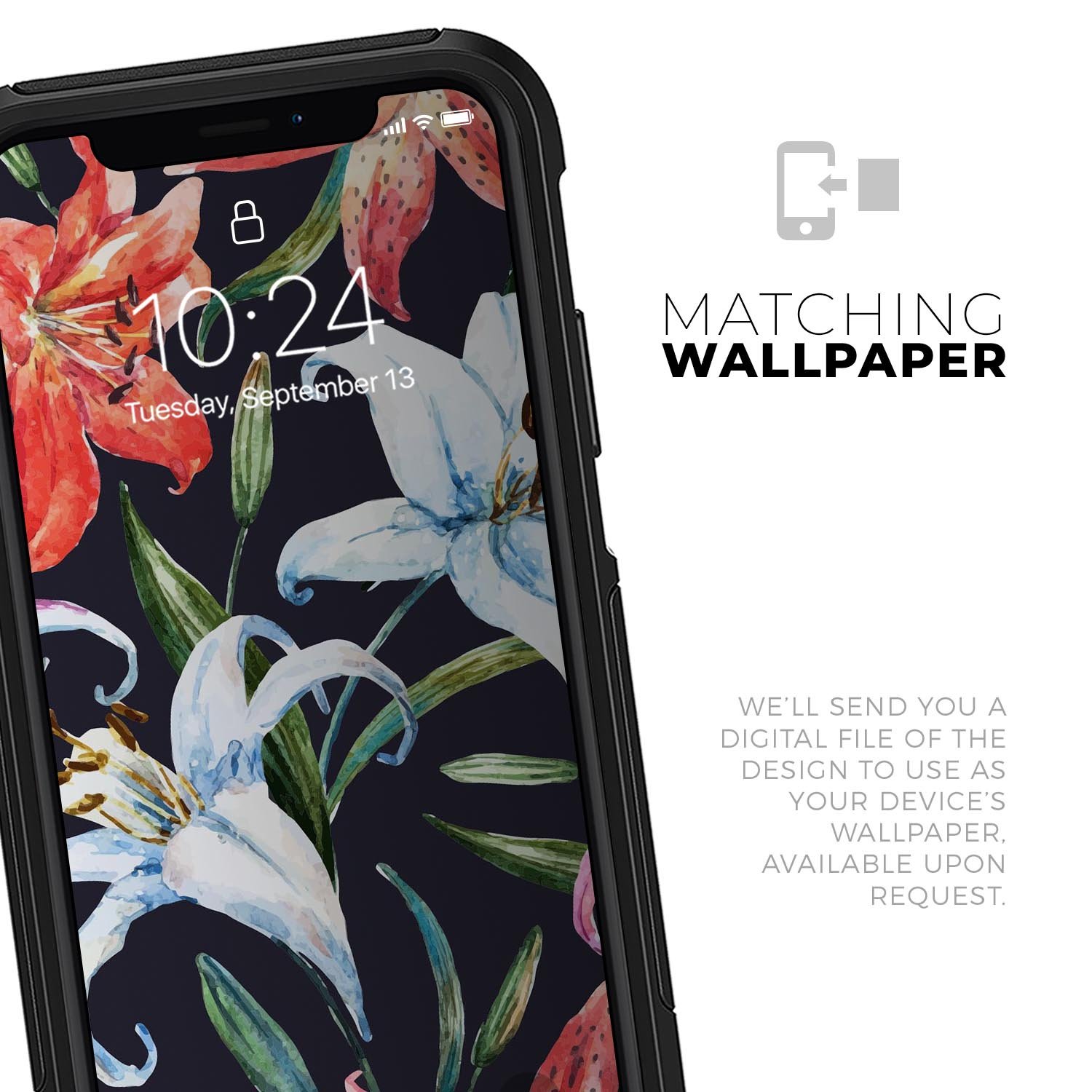 Tropical Summer Floral v3 Skin Kit for iPhone OtterBox Cases featuring vibrant floral design and premium materials.