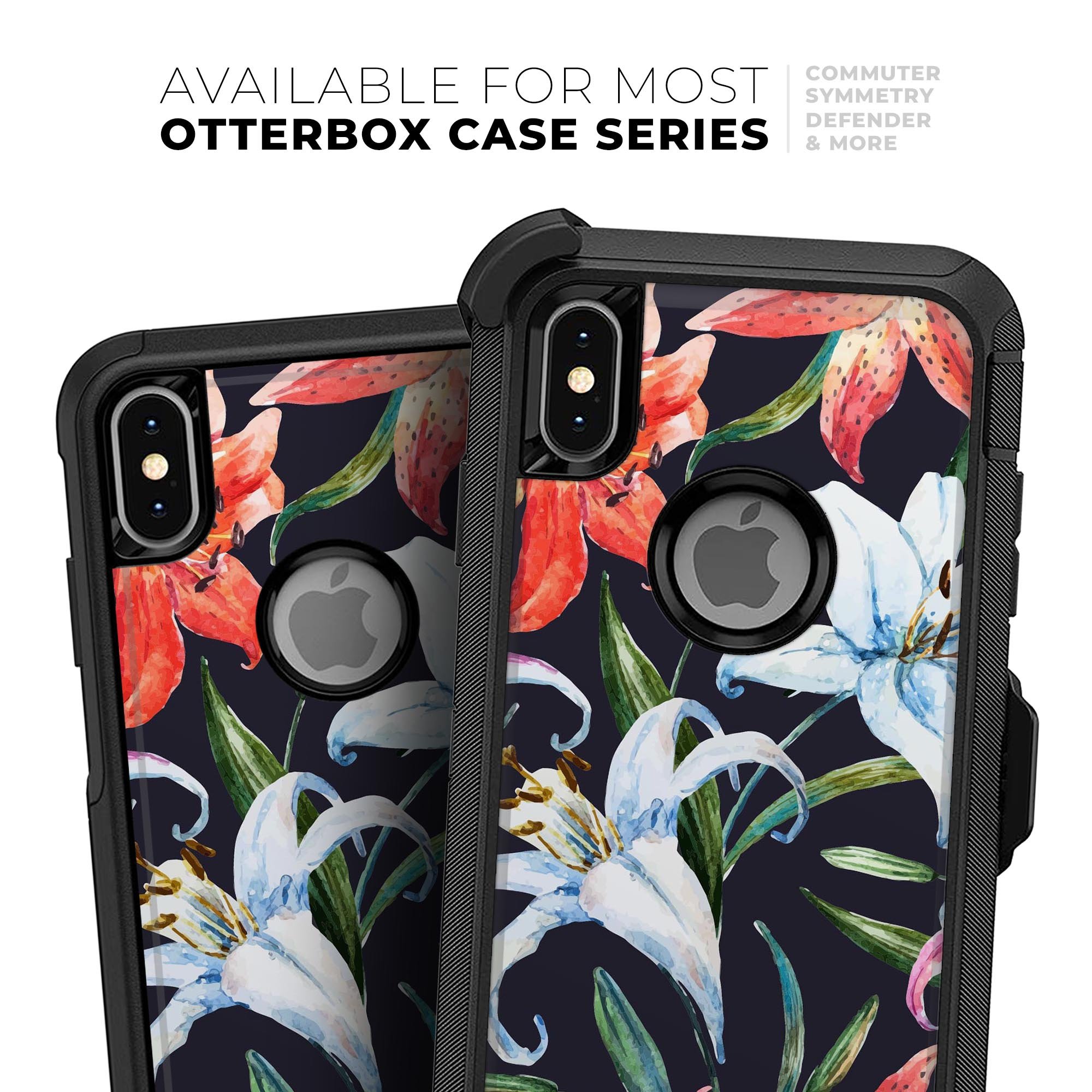 Tropical Summer Floral v3 Skin Kit for iPhone OtterBox Cases featuring vibrant floral design and premium materials.