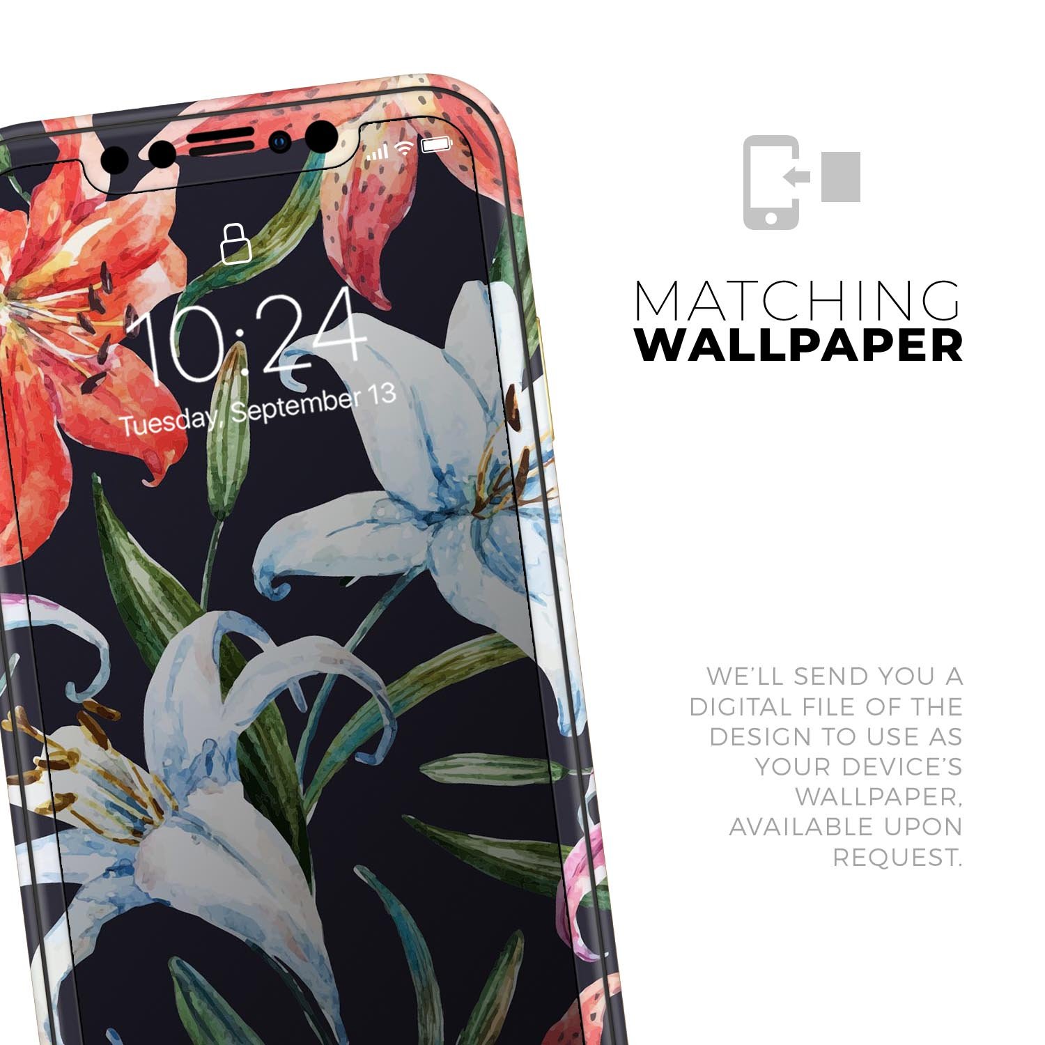 Tropical Summer Floral skin for Apple iPhone, showcasing vibrant floral patterns on a sleek vinyl surface.