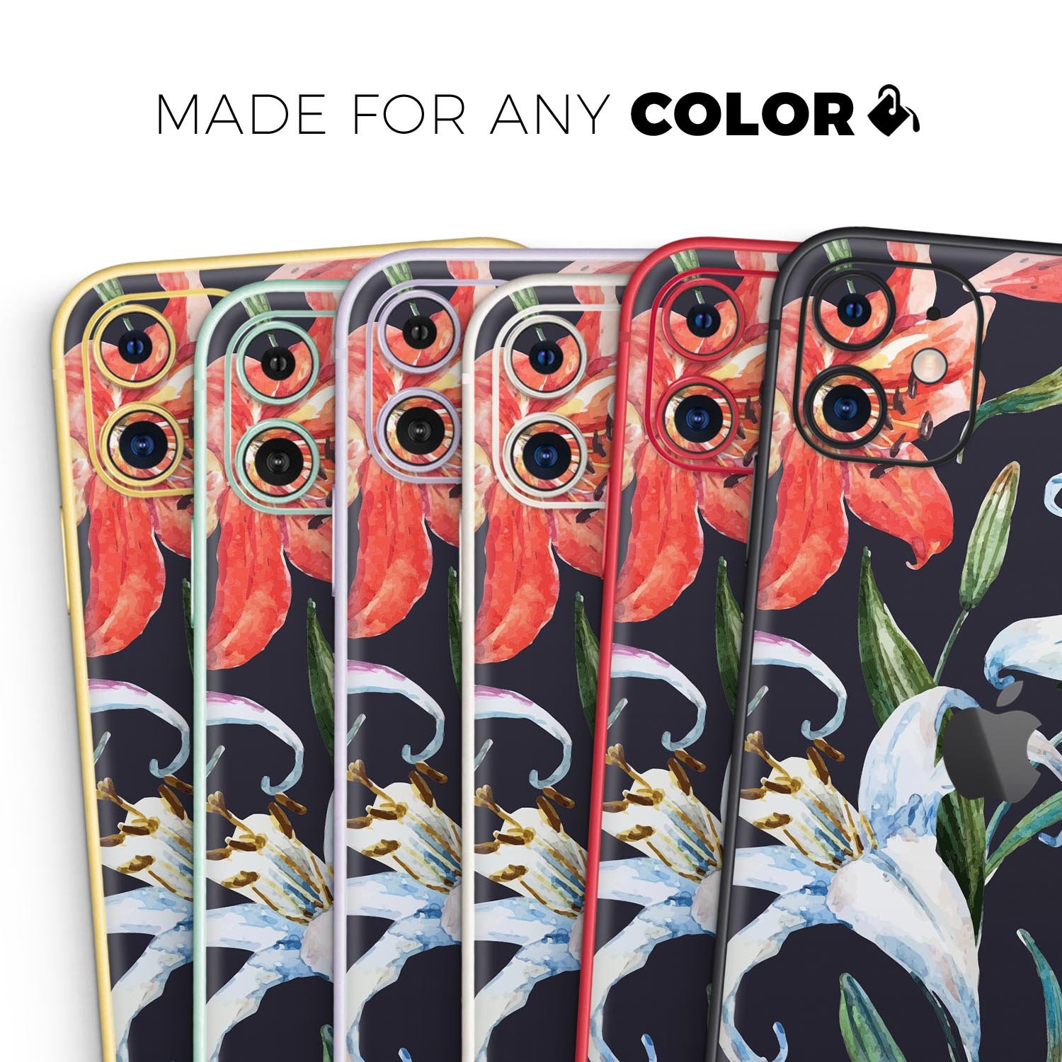 Tropical Summer Floral skin for Apple iPhone, showcasing vibrant floral patterns on a sleek vinyl surface.