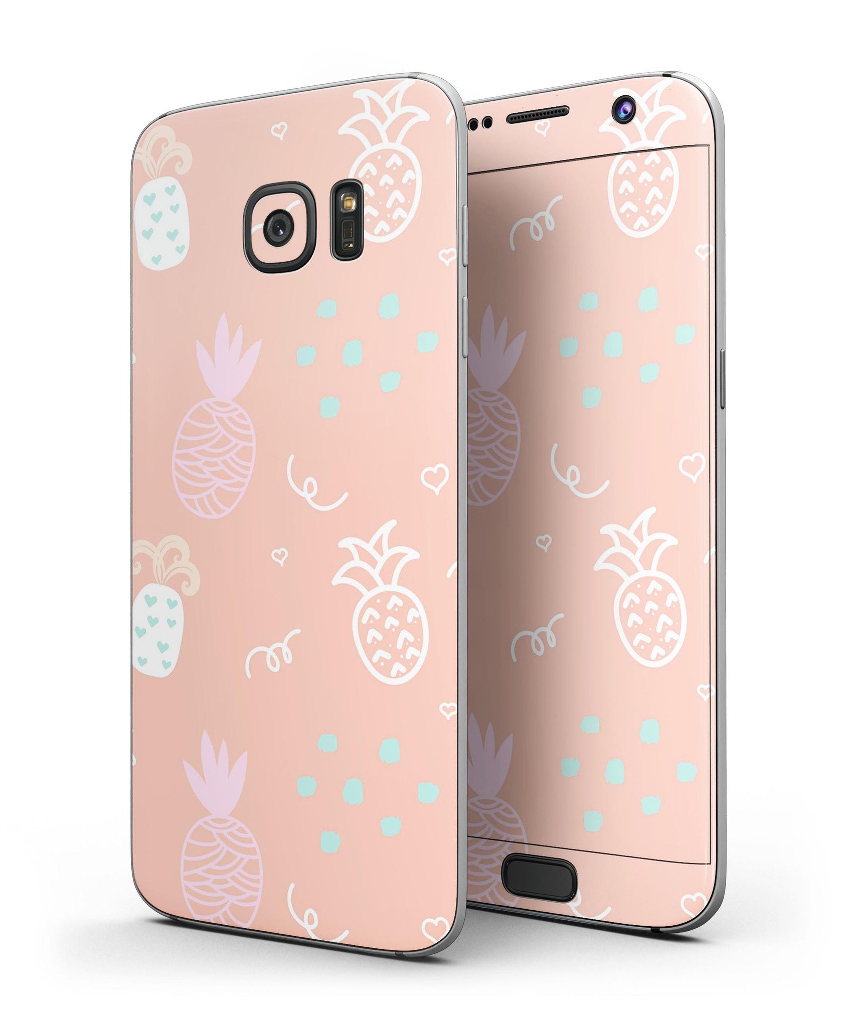 Tropical Summer Love v6 Full Body Skin-Kit for Samsung Galaxy S7, showcasing vibrant tropical design and premium vinyl material.