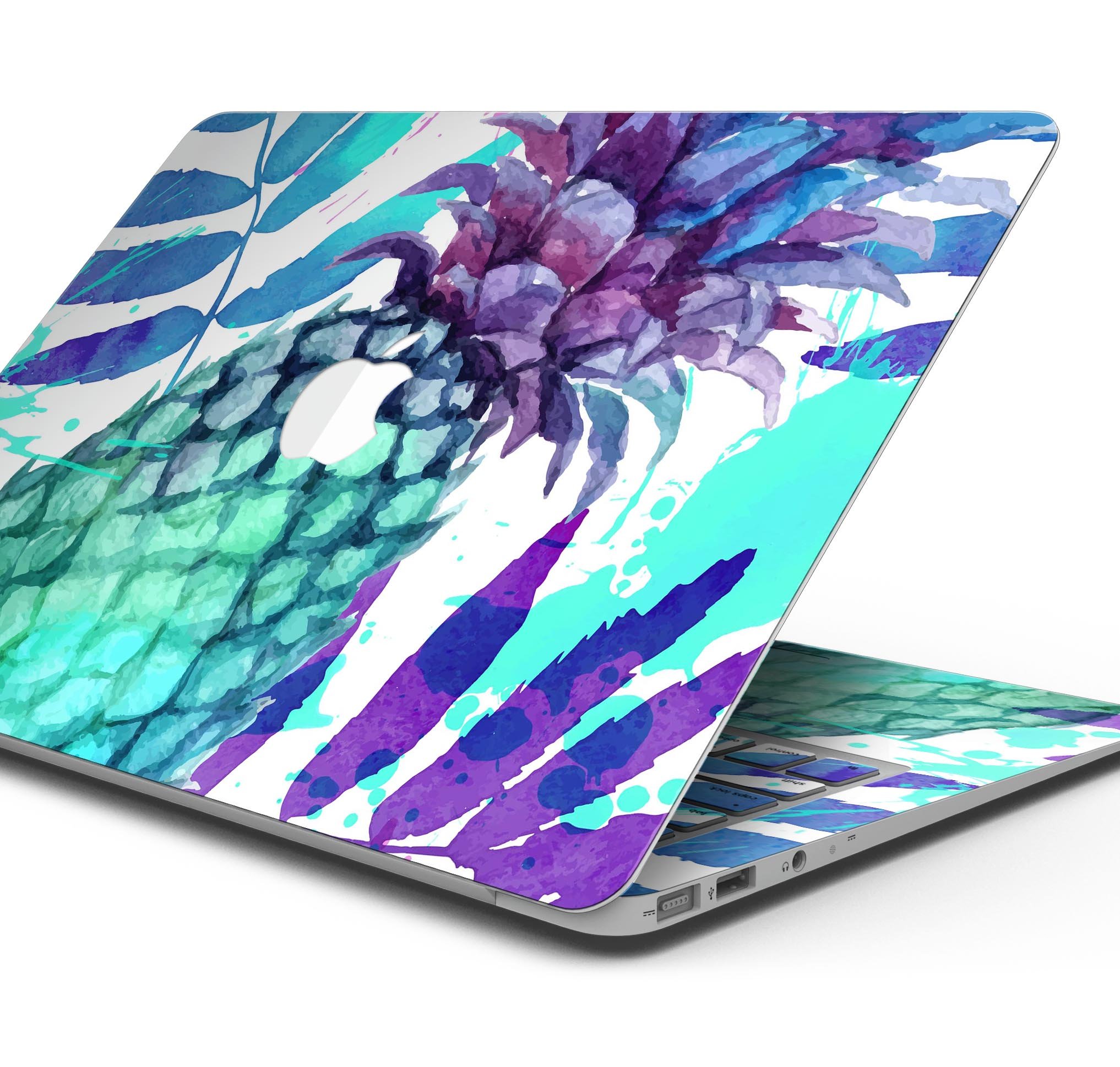 Tropical Summer Pineapple Skin Decal Wrap Kit for MacBook, showcasing vibrant colors and a stylish design.