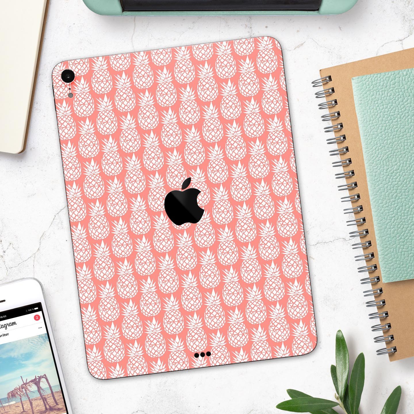 Tropical Summer Pineapple skin decal for Apple iPad, showcasing vibrant colors and a sleek design for full body protection.