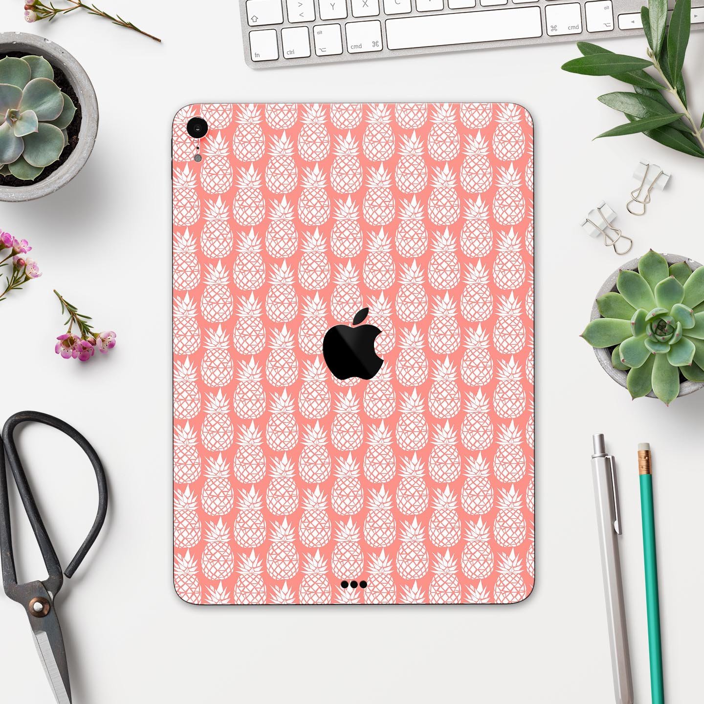 Tropical Summer Pineapple skin decal for Apple iPad, showcasing vibrant colors and a sleek design for full body protection.