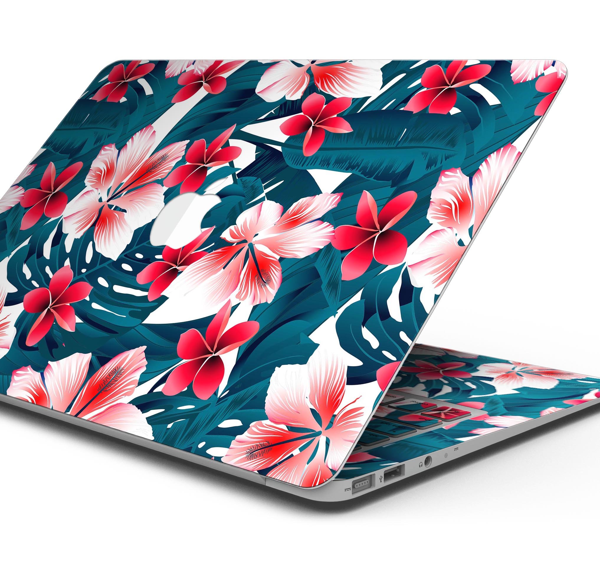 Tropical Summer Vivid Floral Skin Decal Wrap Kit for MacBook, showcasing vibrant floral design and premium vinyl material.