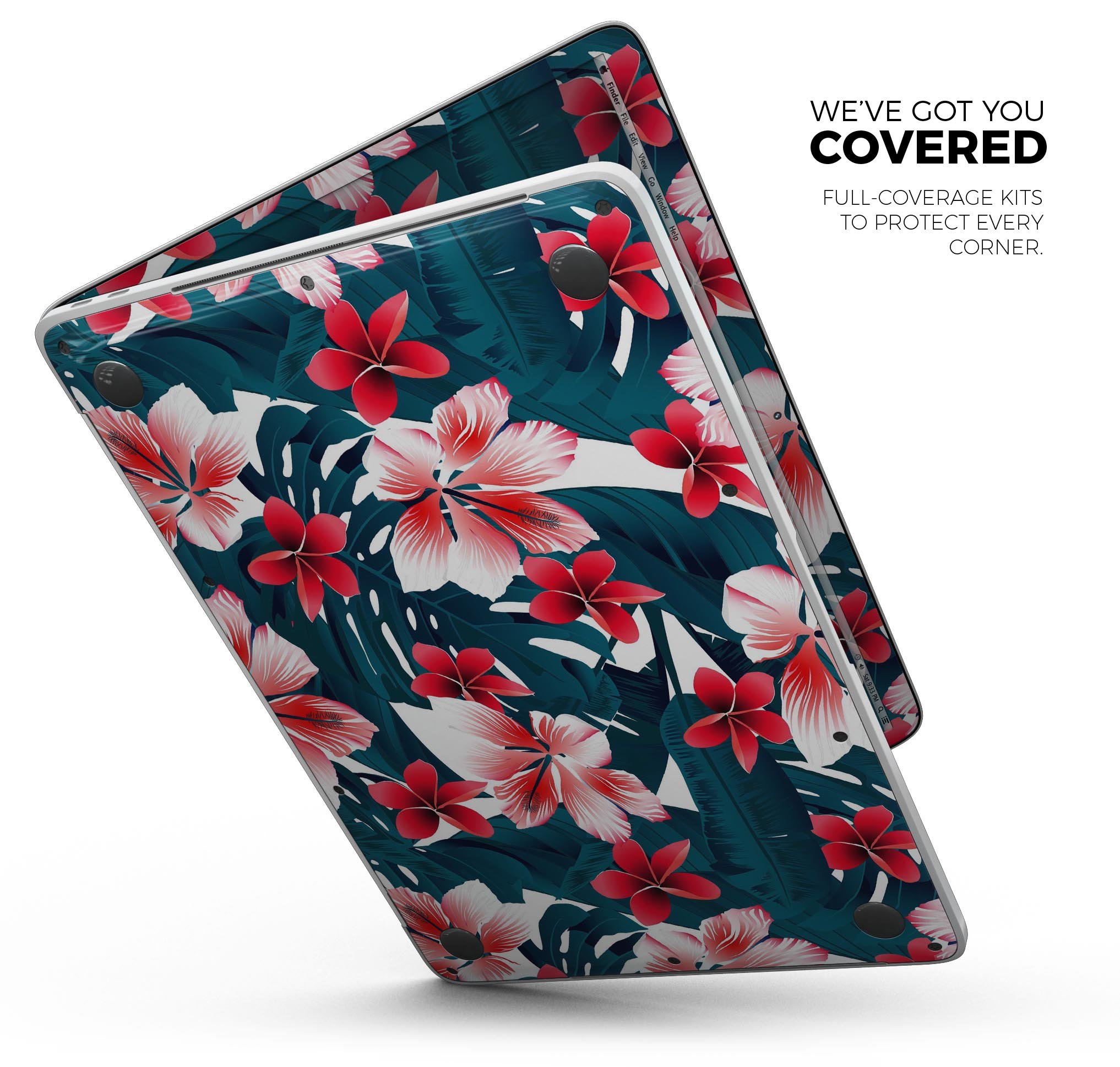 Tropical Summer Vivid Floral Skin Decal Wrap Kit for MacBook, showcasing vibrant floral design and premium vinyl material.