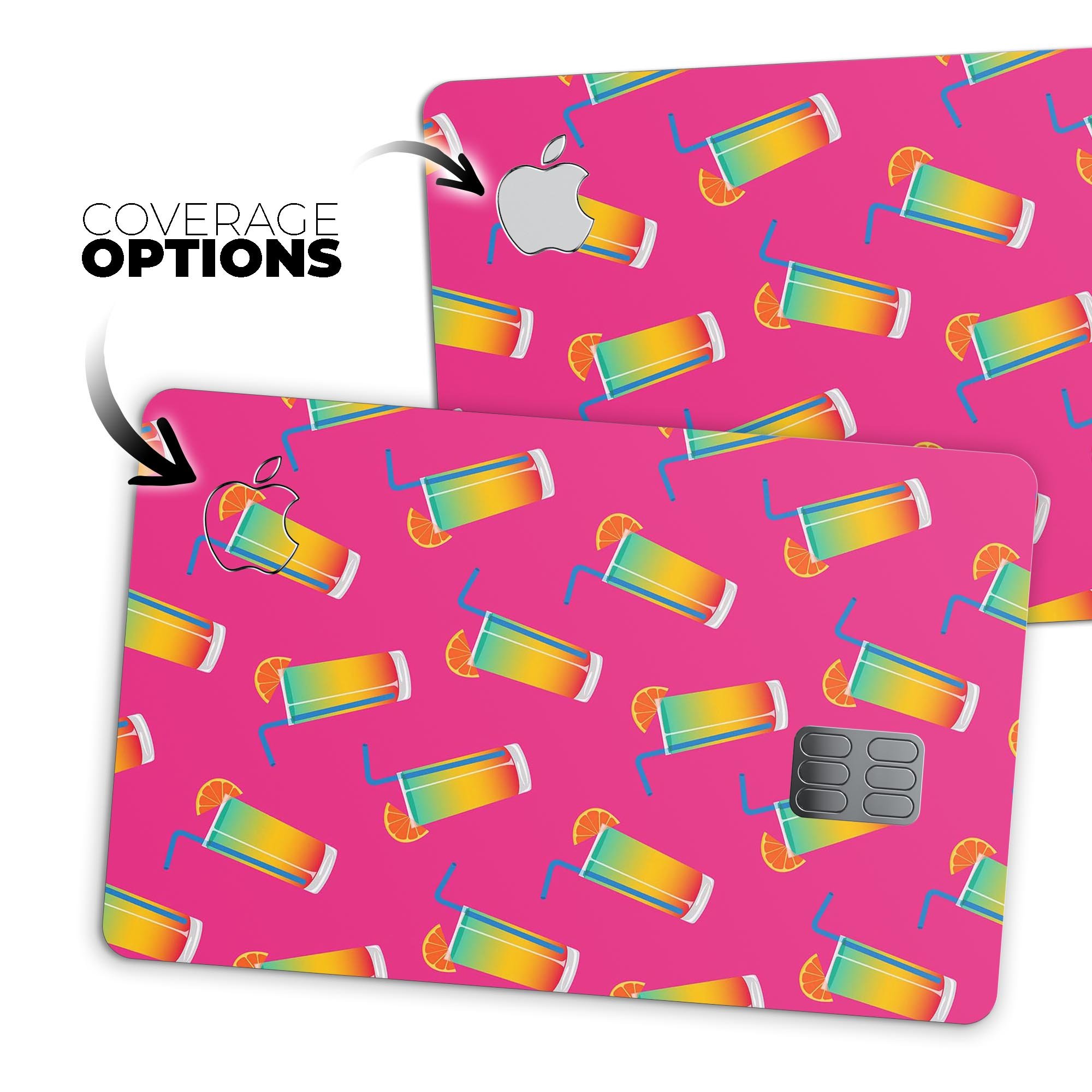 Tropical Twist Drinks v16 decal skin for Apple Card, showcasing vibrant design and premium vinyl material.