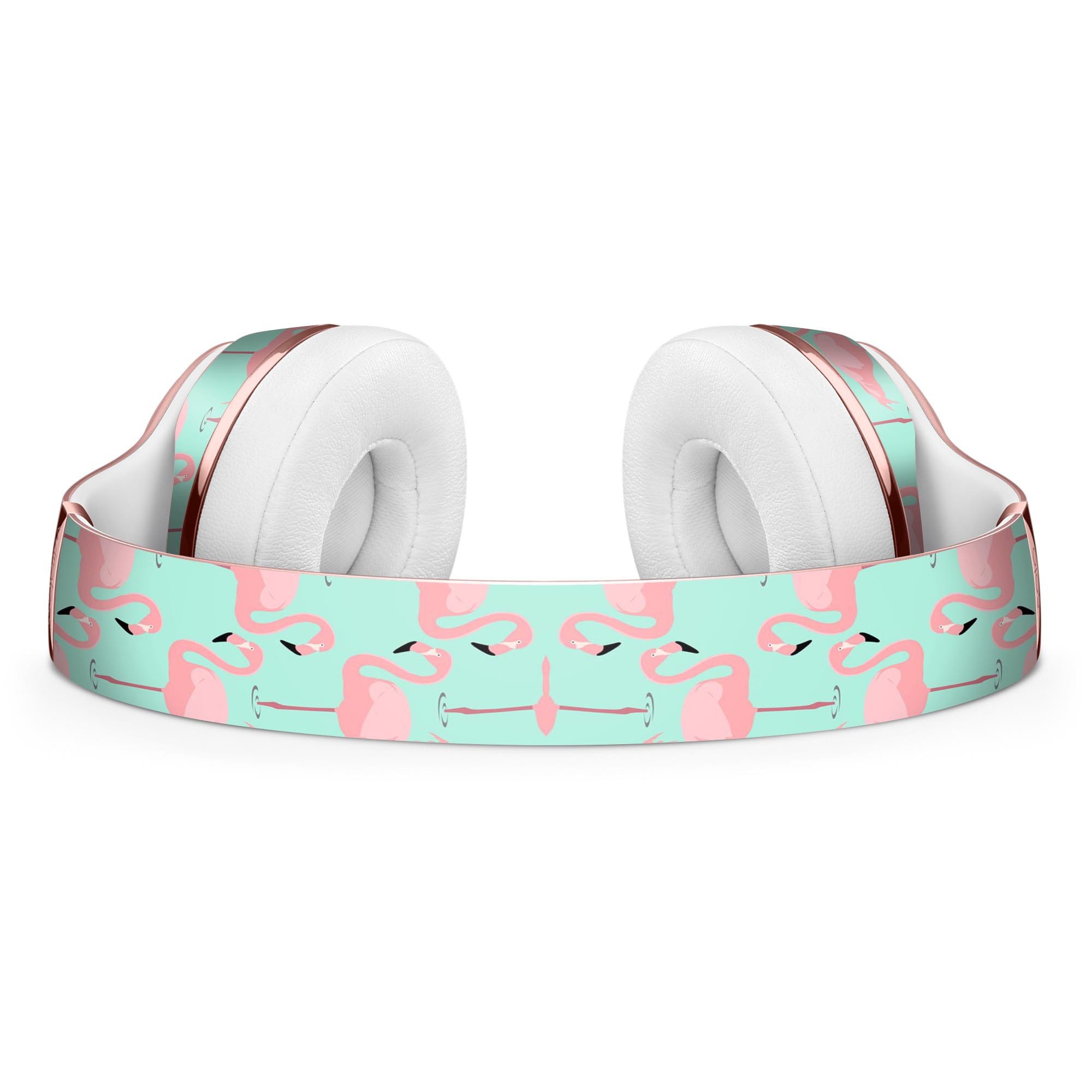 Tropical Twist Flamingos skin kit for Beats by Dre Solo 3 Wireless headphones, showcasing vibrant flamingo design.