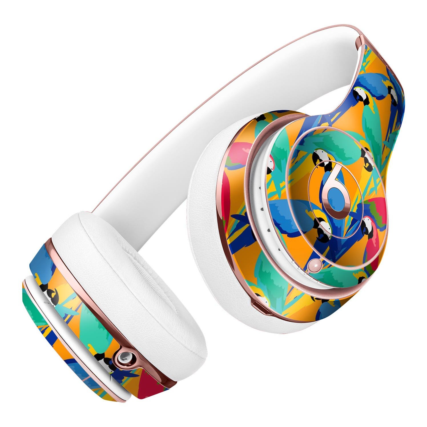 Tropical Twist Parrots skin kit for Beats by Dre Solo 3 Wireless Headphones, showcasing vibrant colors and unique design.